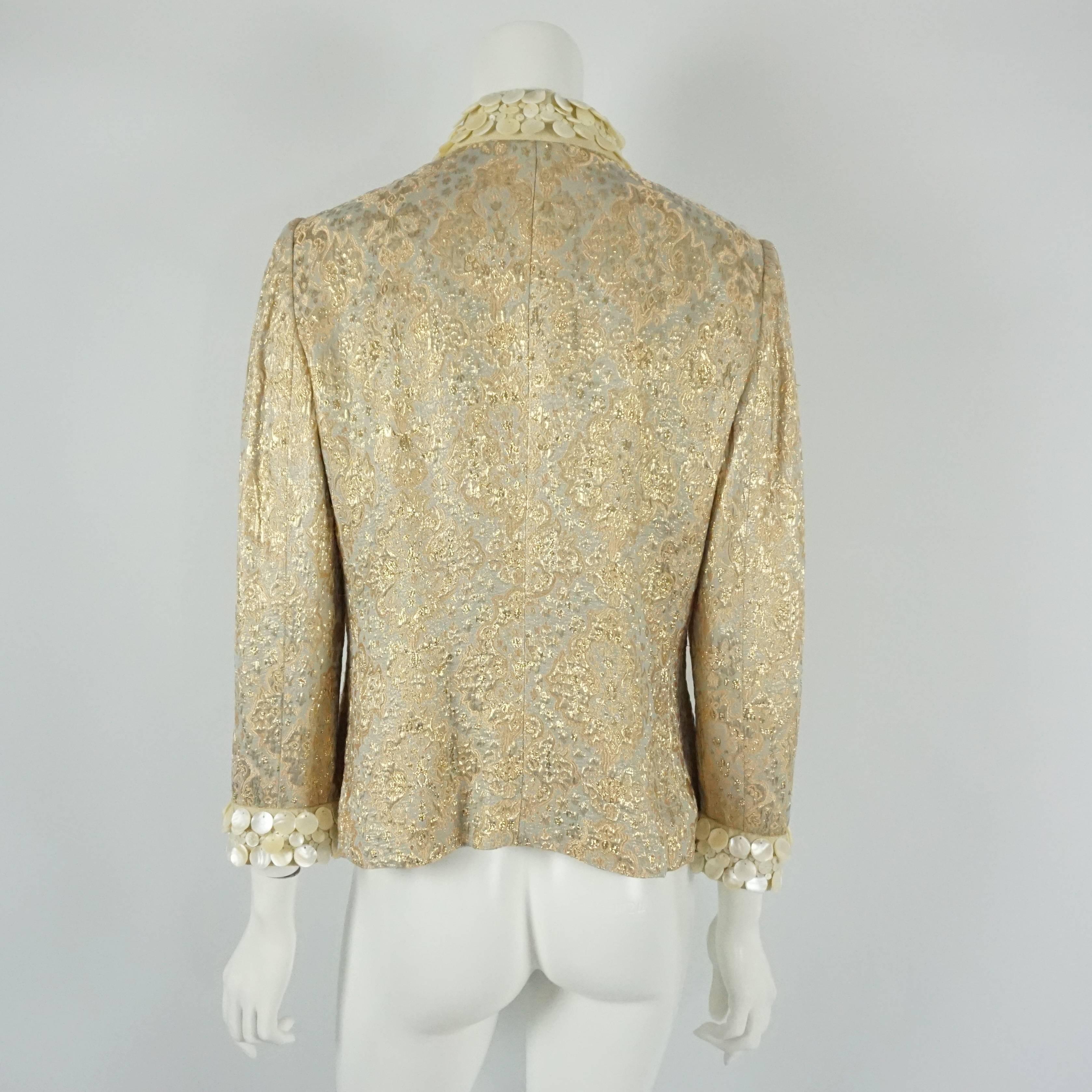 Dolce and Gabanna Silk Gold Brocade Jacket with mother of pearl trim ...