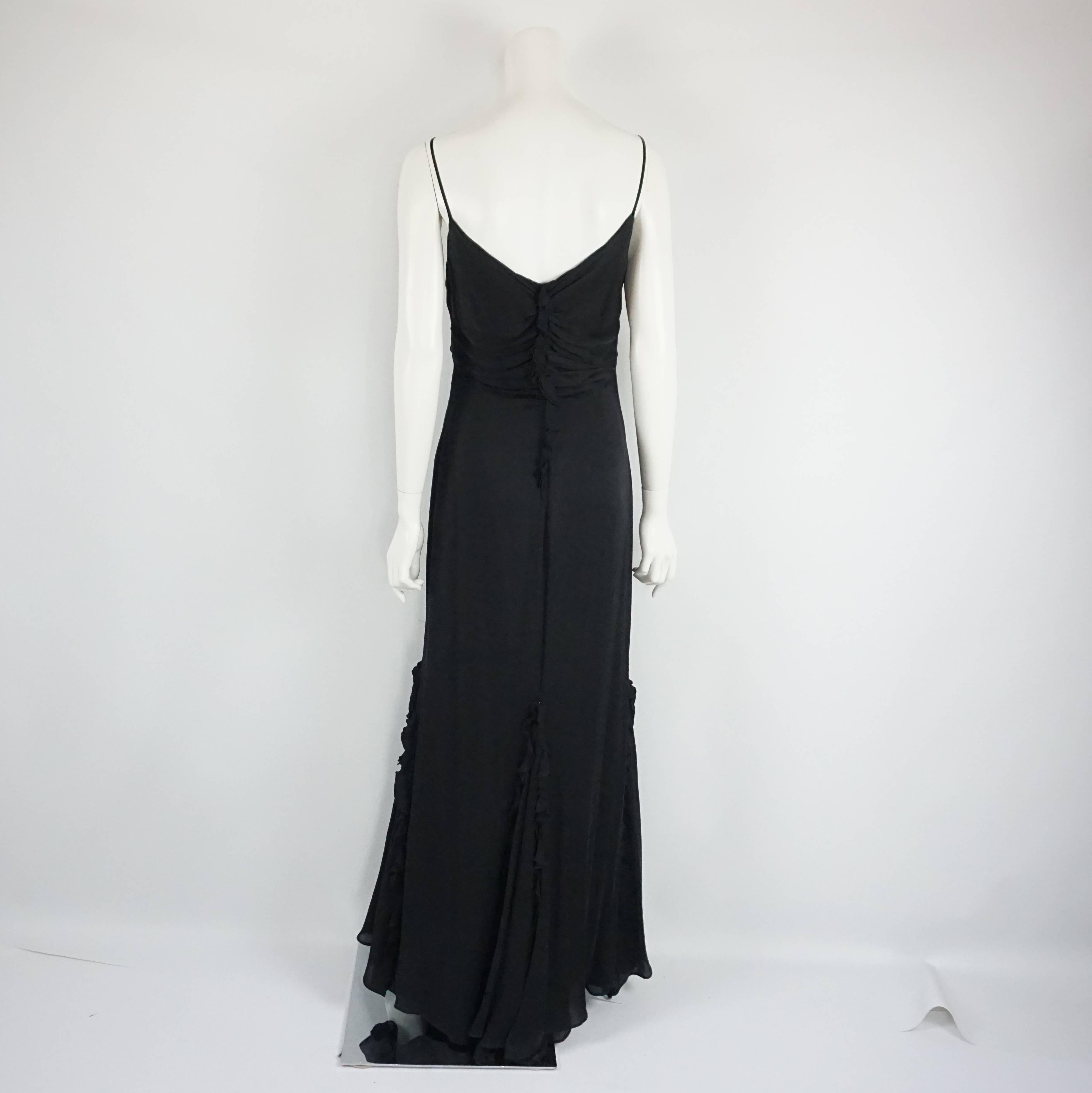 Badgley Mischka Black Jersey Ruched Gown - 10 In Good Condition For Sale In West Palm Beach, FL
