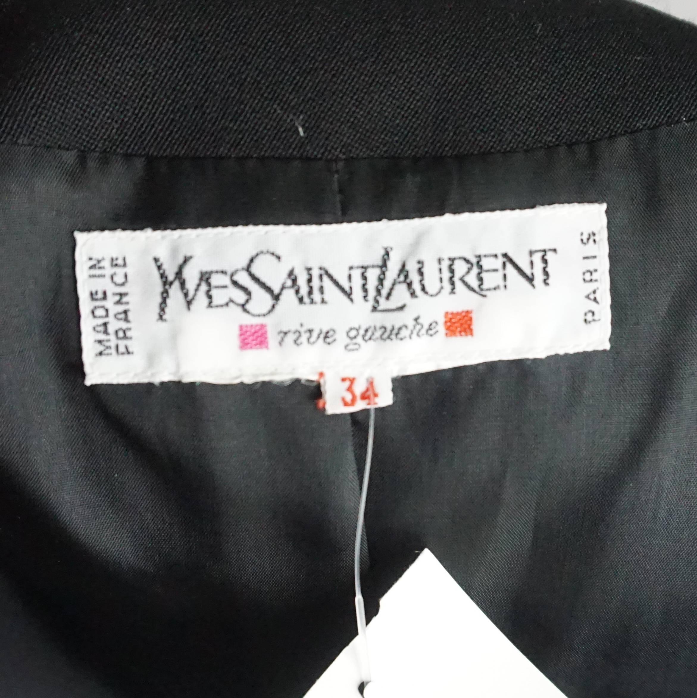 Yves Saint Laurent Black Dress with Bolero Jacket - 34 - Circa 90's In Excellent Condition For Sale In West Palm Beach, FL
