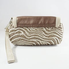 Alberta Ferretti Ivory and Bronze Beaded Clutch