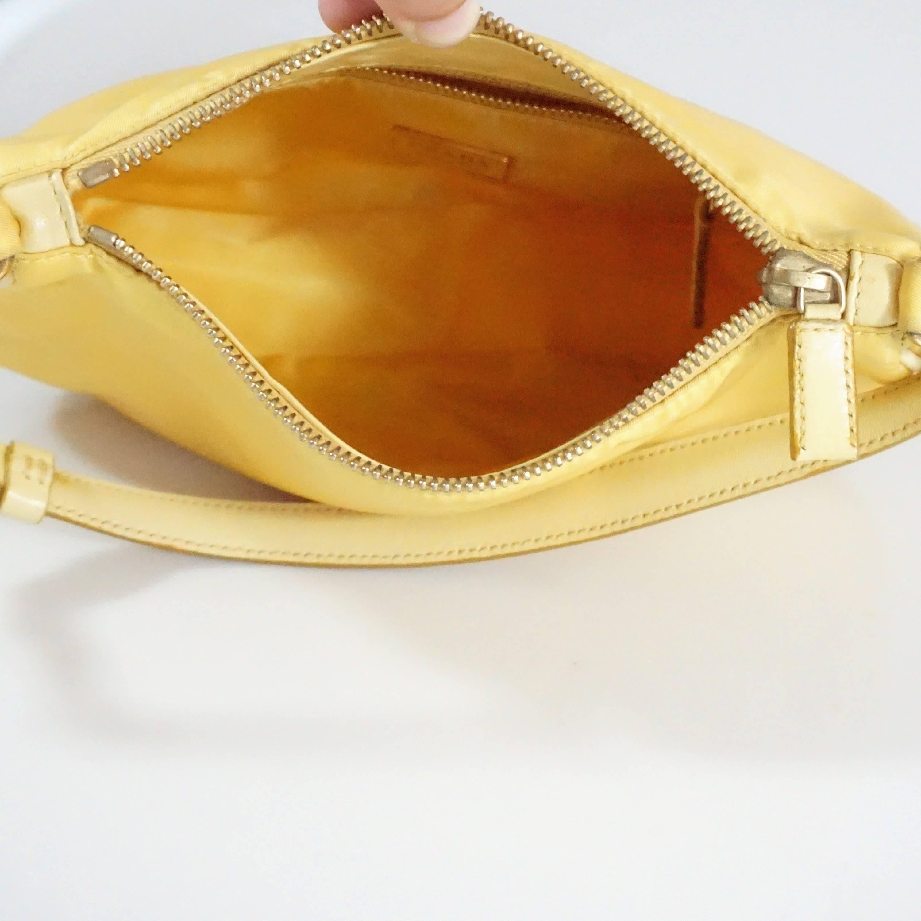 Prada Yellow Nylon and Leather Baguette  In Good Condition In West Palm Beach, FL
