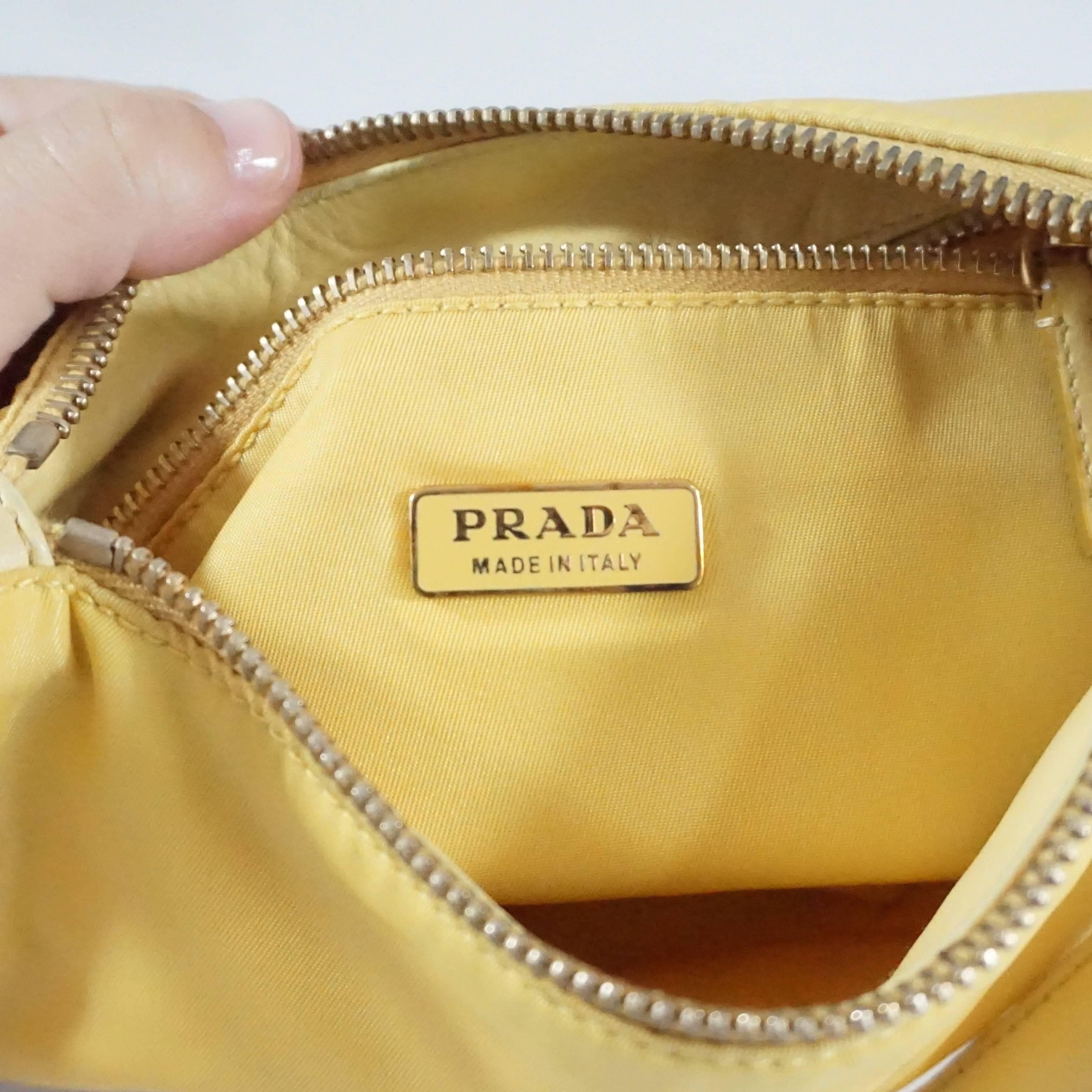 Women's Prada Yellow Nylon and Leather Baguette 