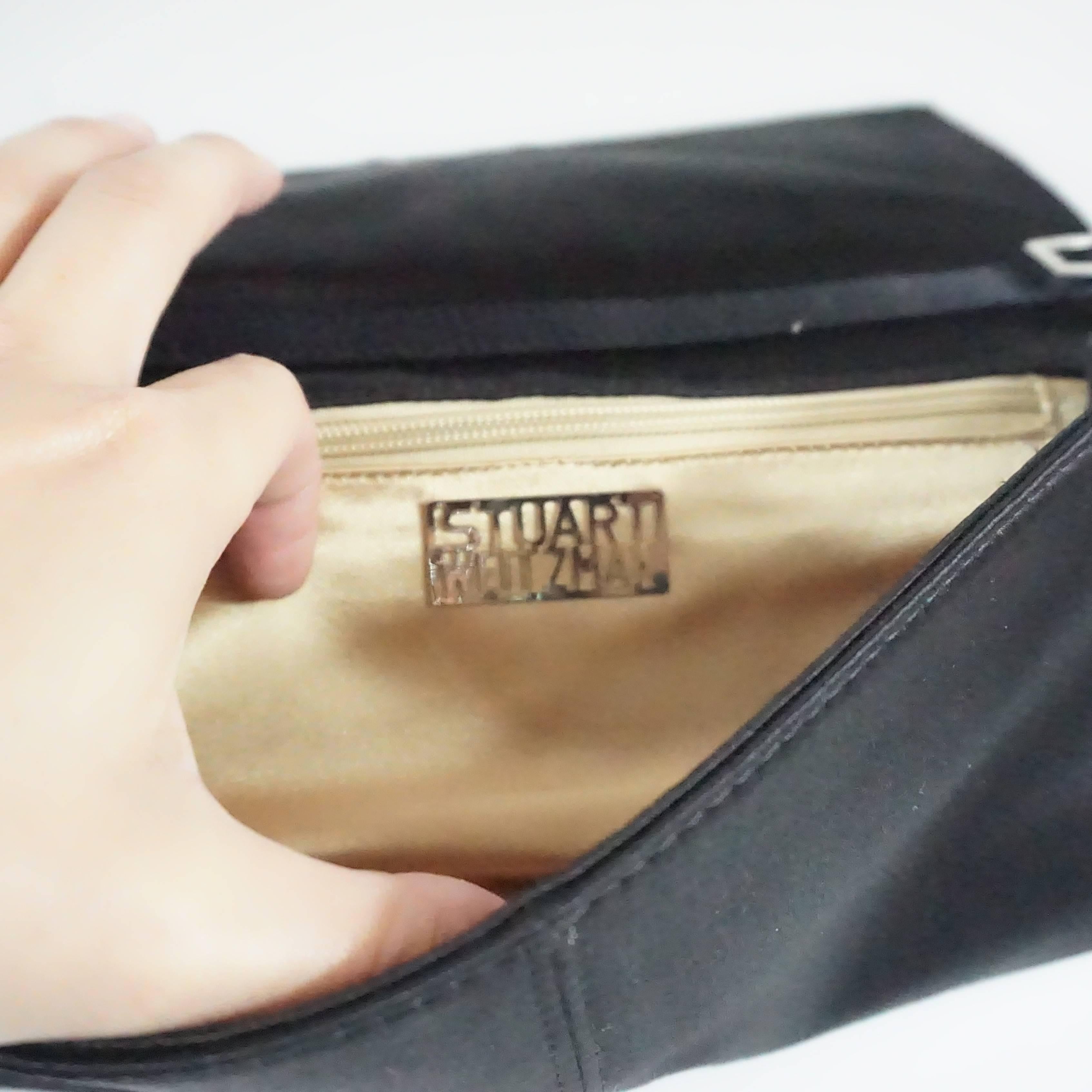 Women's Stuart Weitzman Black and Brown Stone Clutch and Bag  For Sale