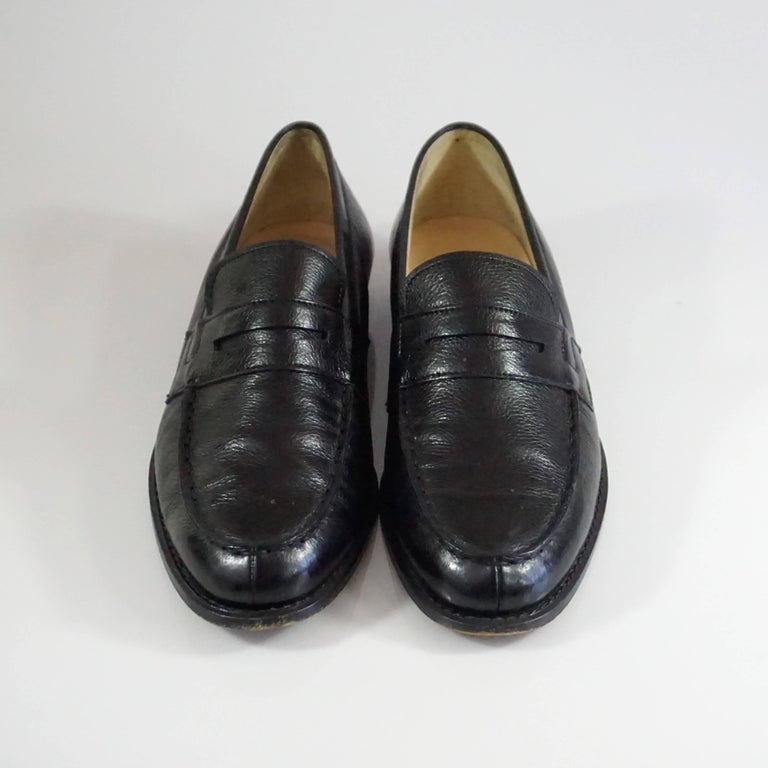 Manolo Blahnik Black Leather Penny Loafers -37.5 For Sale at 1stDibs ...