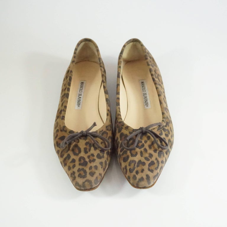 Manolo Blahnik Animal Print Suede Flats - 38.5 For Sale at 1stDibs ...