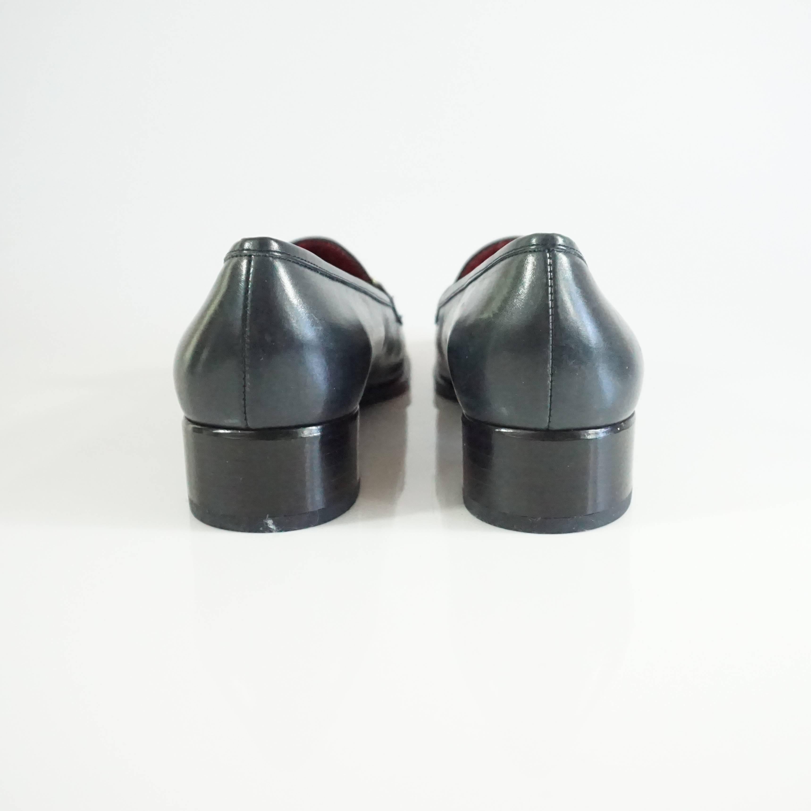Women's Salvatore Ferragamo Black Leather Loafers - 6.5 B