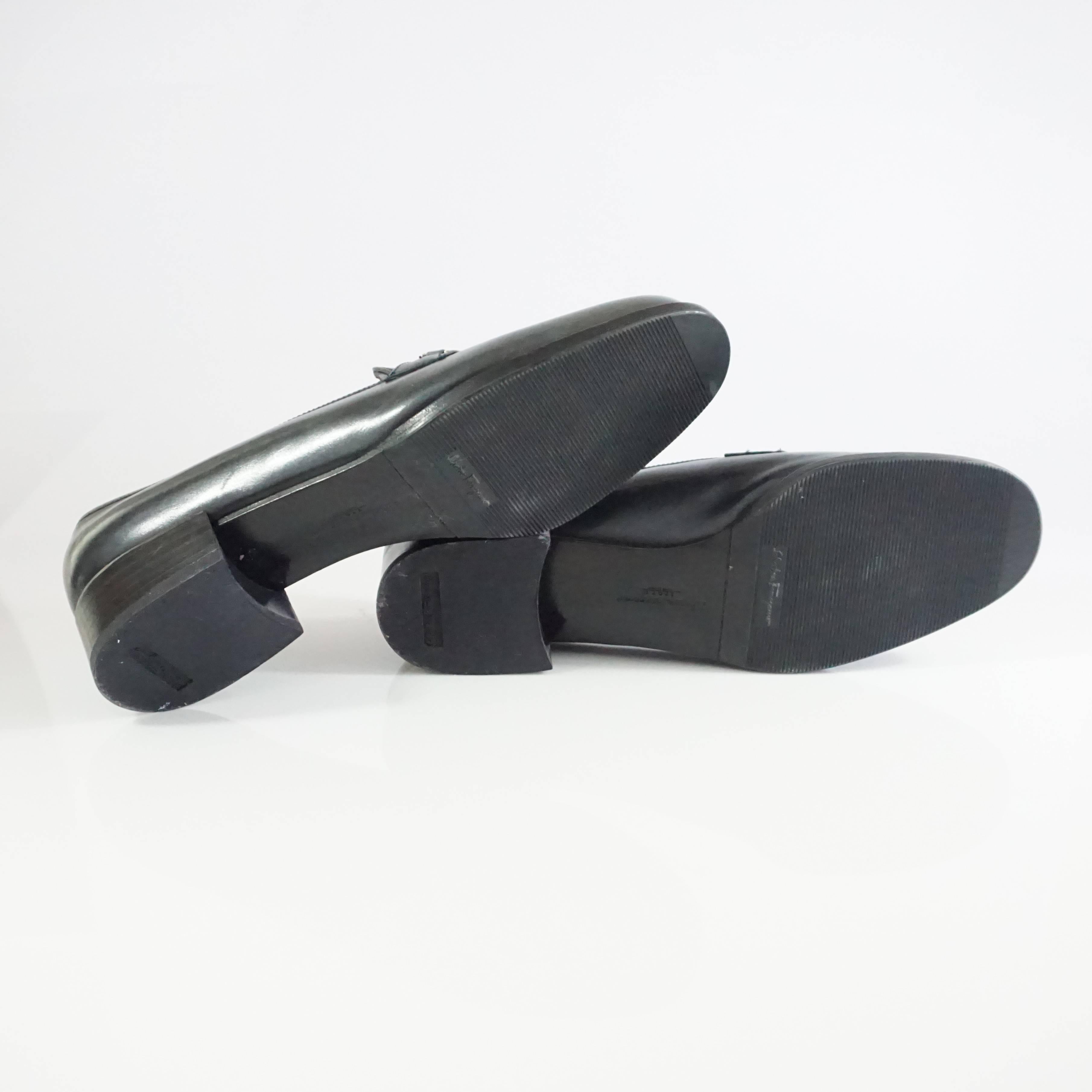 Salvatore Ferragamo Black Leather Loafers - 6.5 B 1
