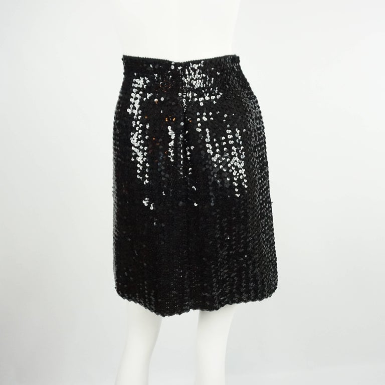 Todd Oldham Black Sequin Knit Skirt - S - 1990s For Sale at 1stDibs