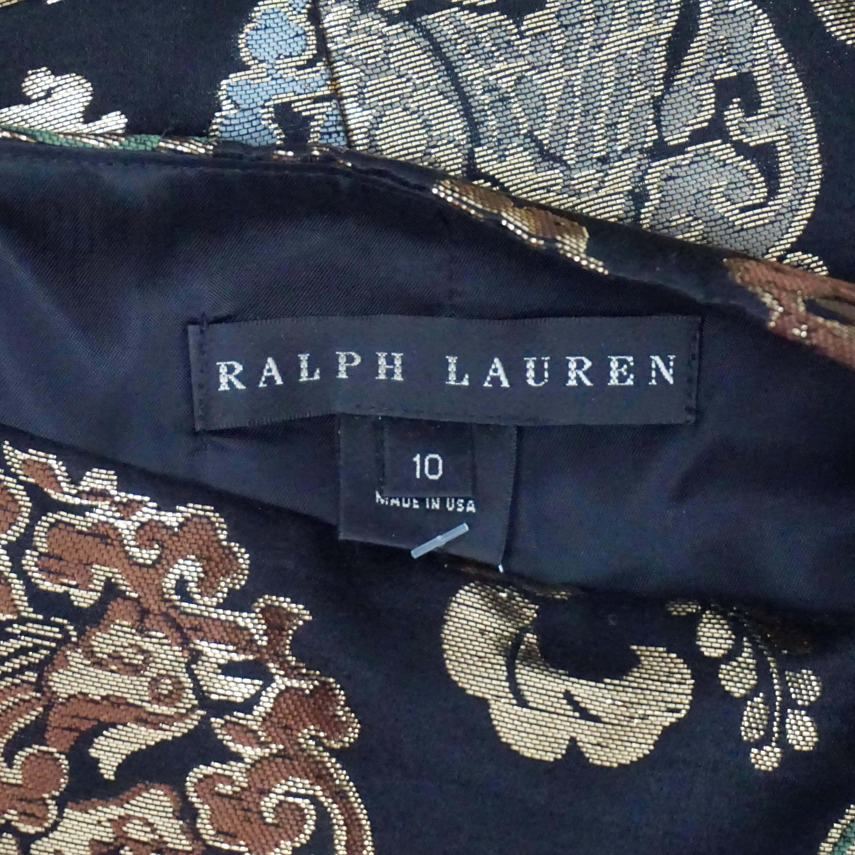Ralph Lauren Black and Gold Asian Inspired Skirt  In Excellent Condition In West Palm Beach, FL