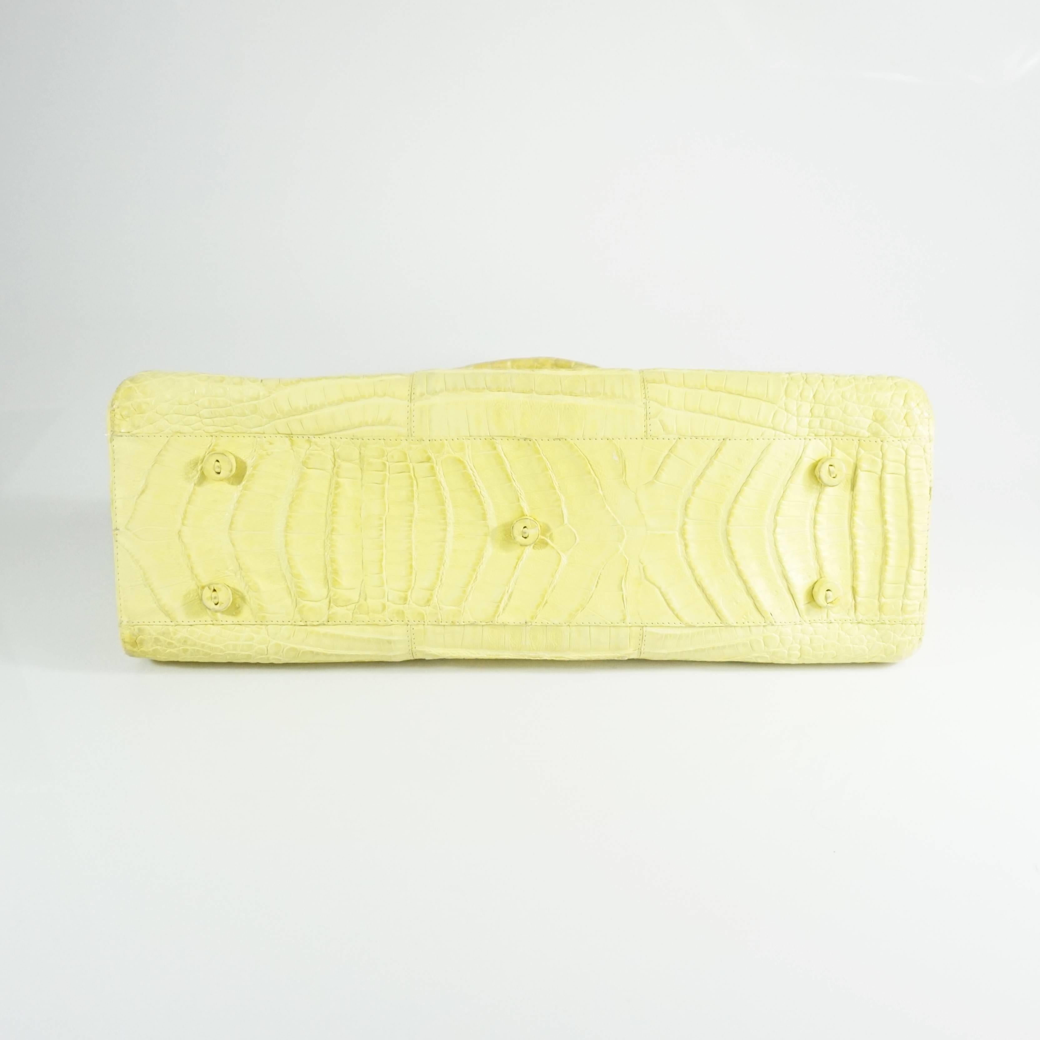 Women's Nancy Gonzalez Yellow Crocodile Top Handle Bag