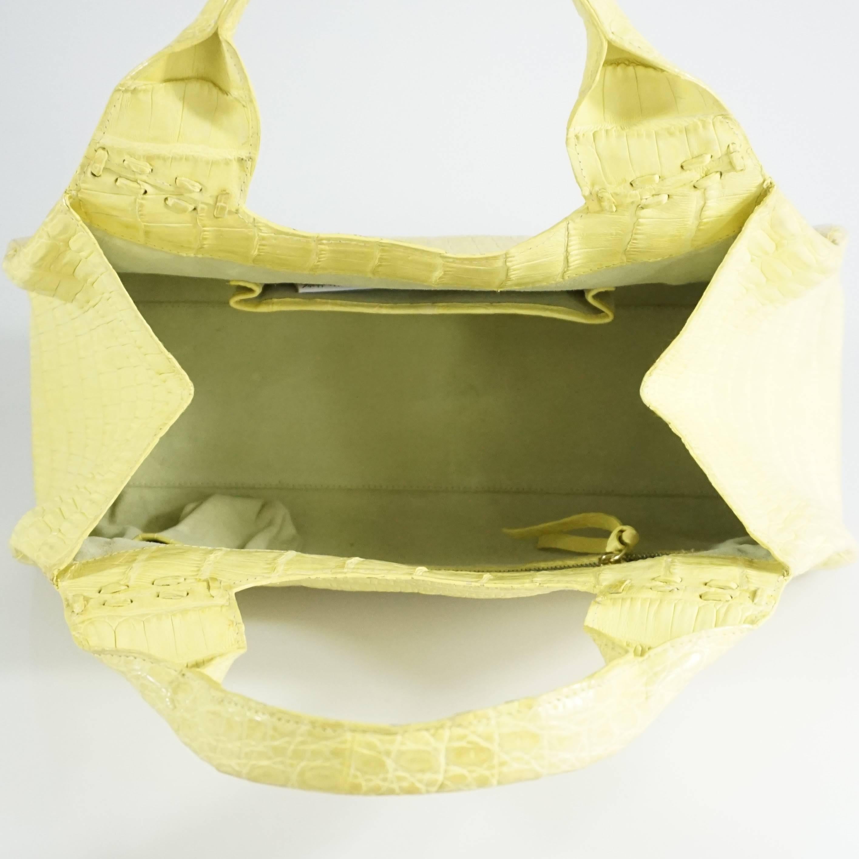 Nancy Gonzalez Yellow Crocodile Top Handle Bag 1