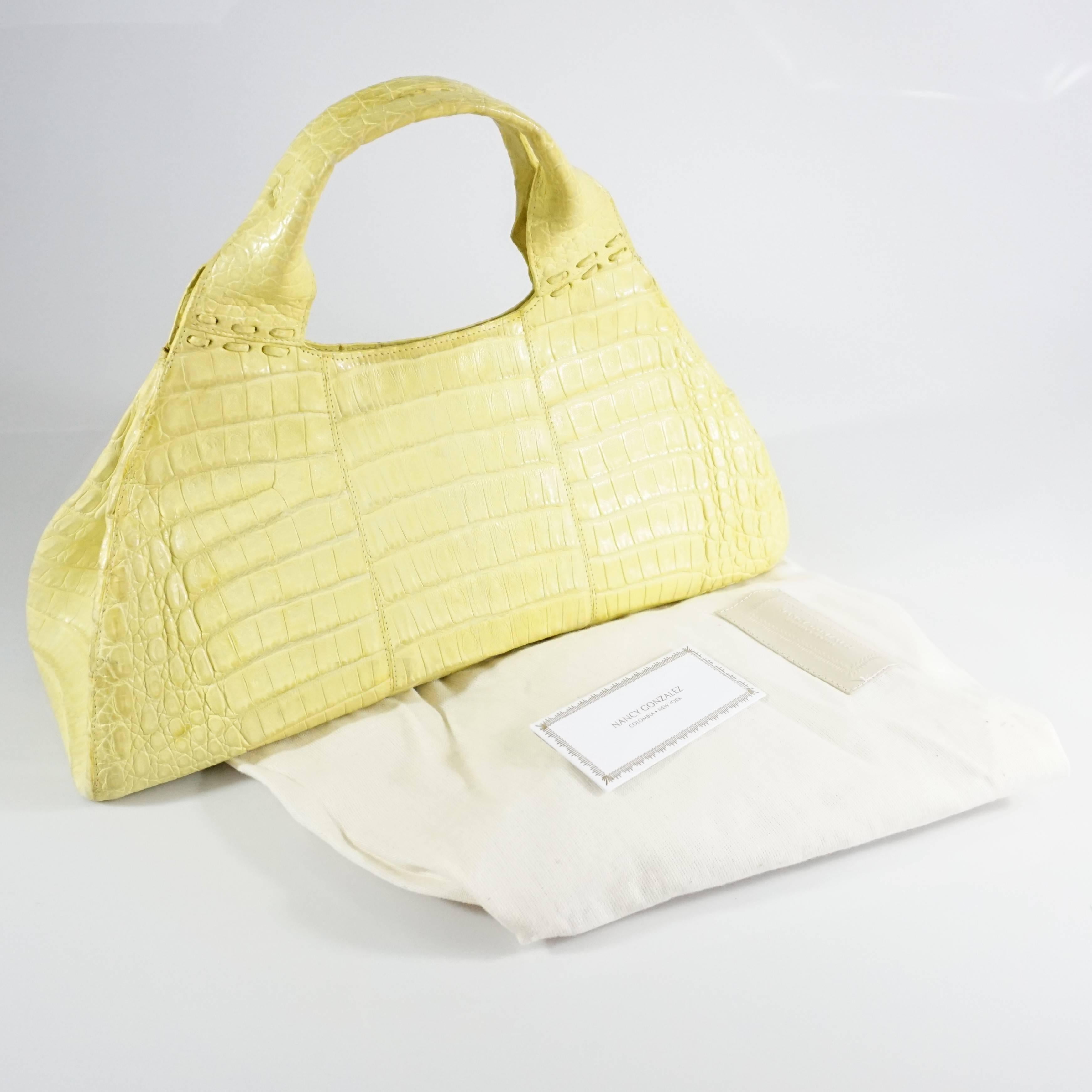 Nancy Gonzalez Yellow Crocodile Top Handle Bag 2
