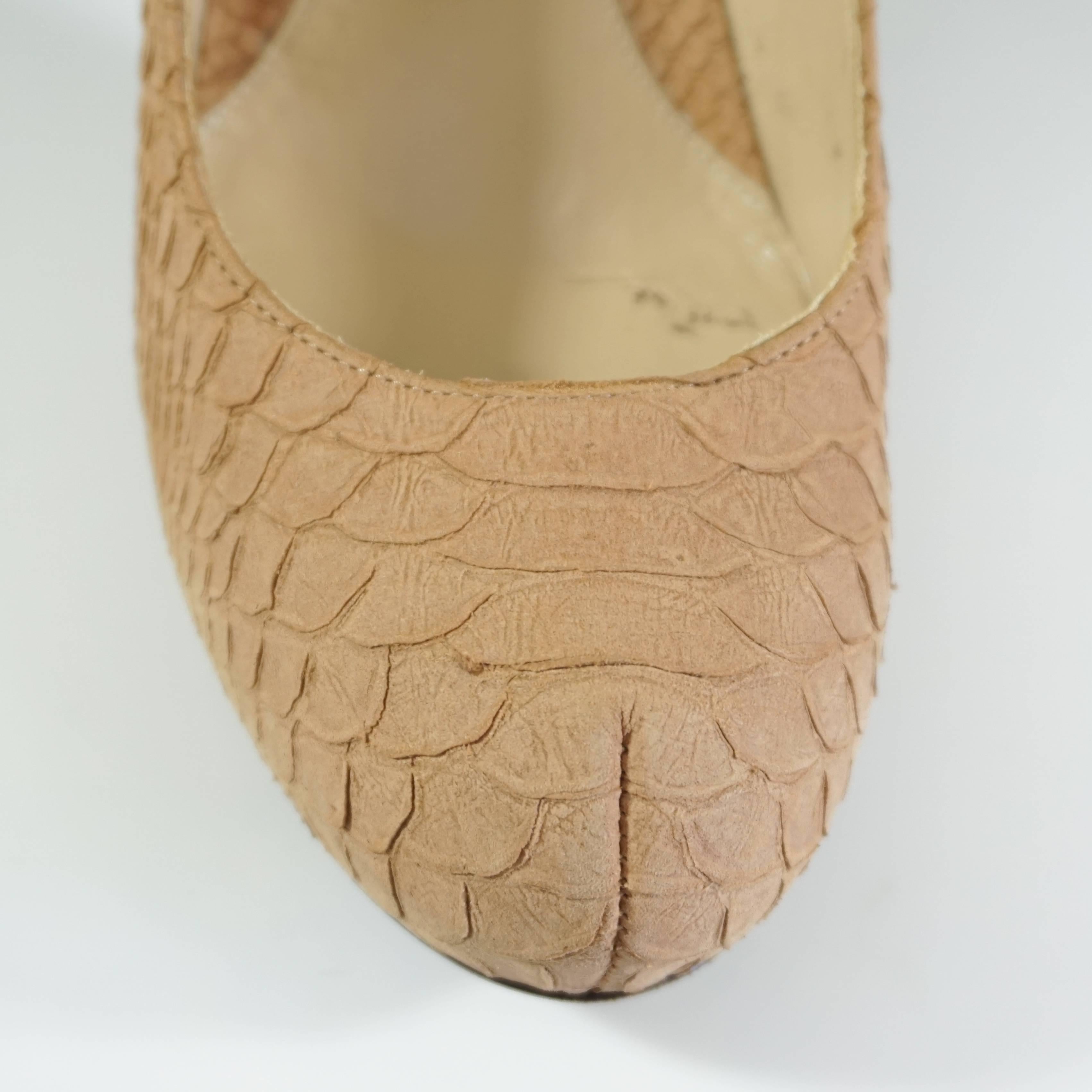 Fendi Nude Snakeskin Pumps with 