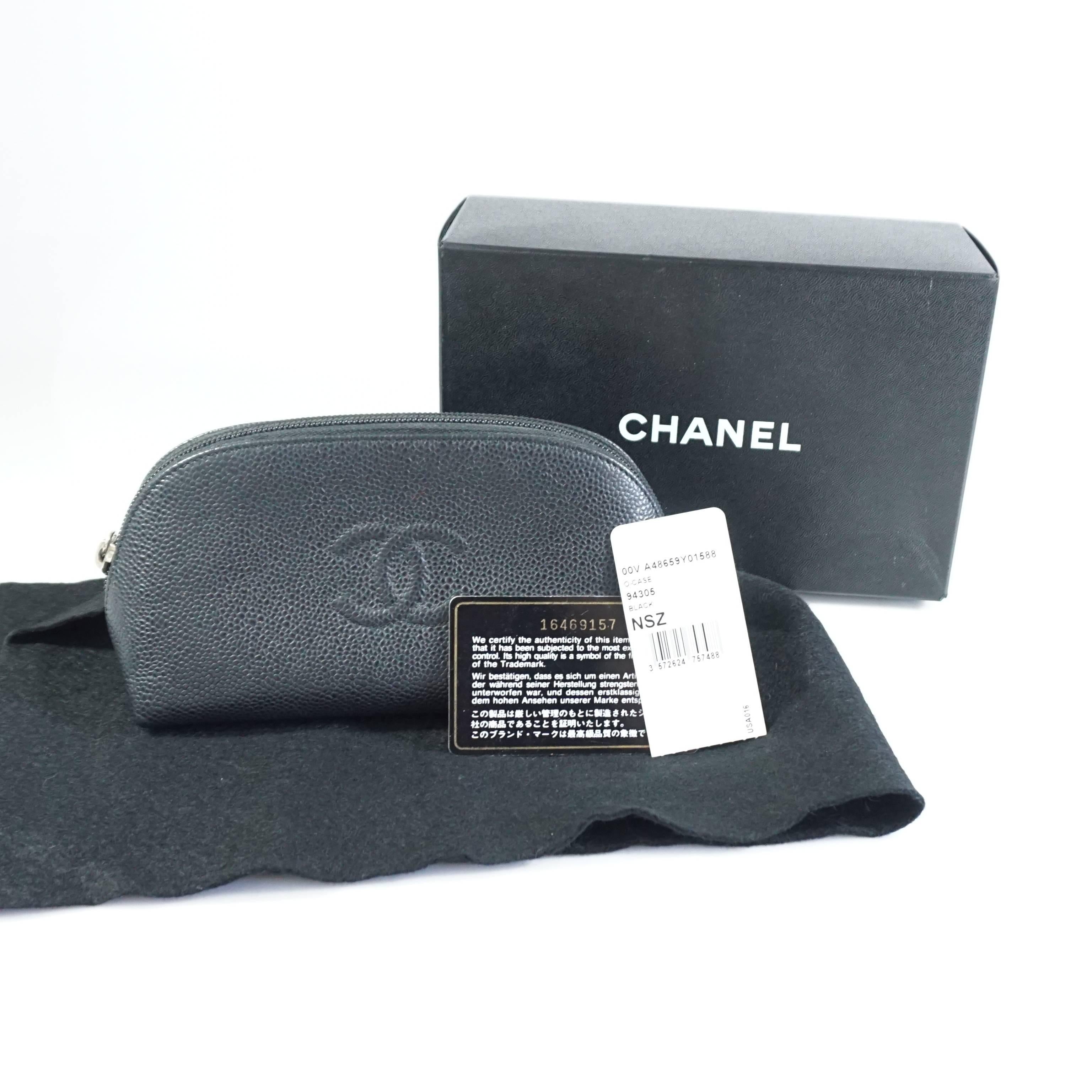 Chanel Black Caviar Leather Make-Up Case  4