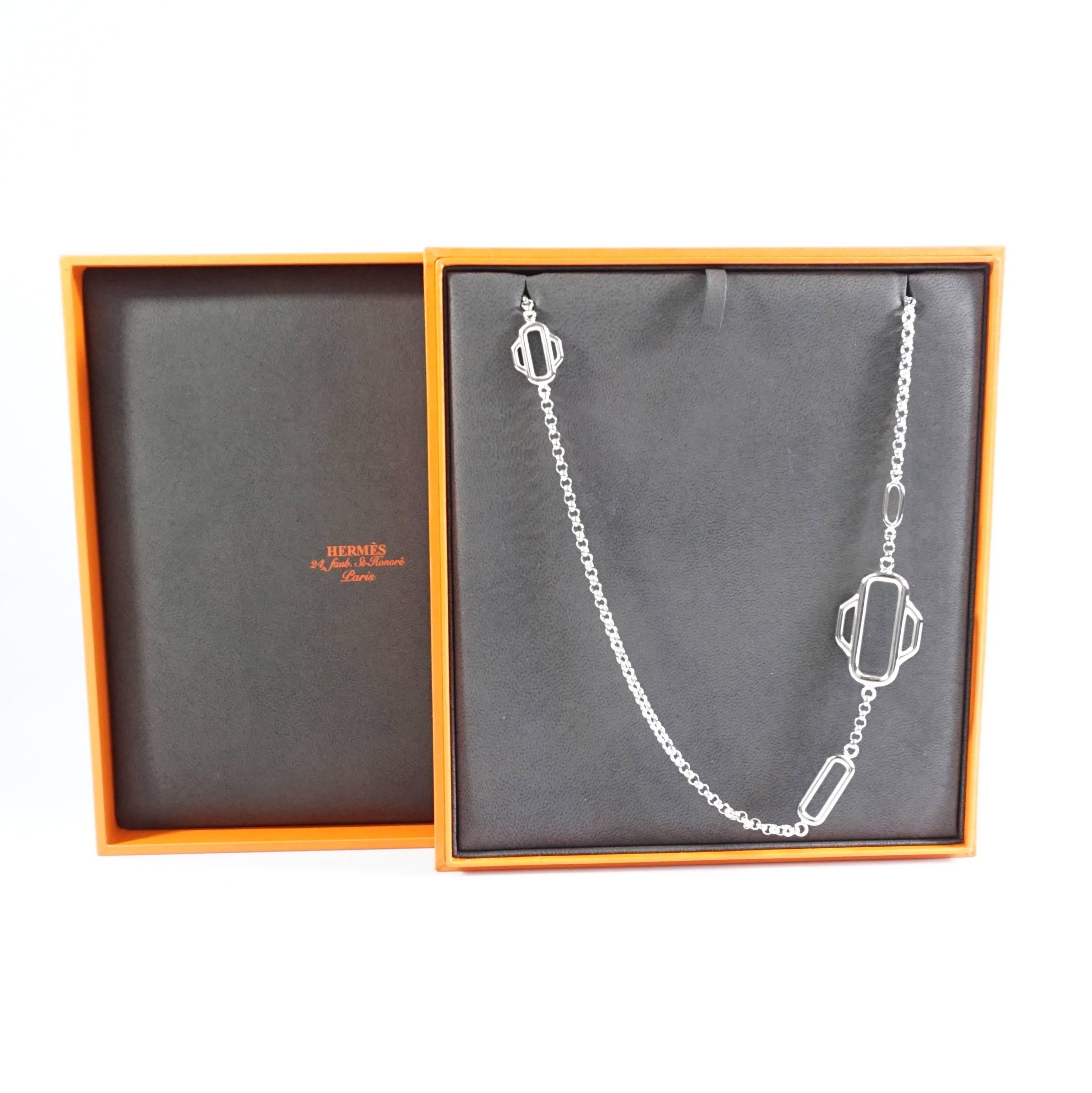 Hermes Sterling Silver Attelage Long Necklace - Circa 2015 4