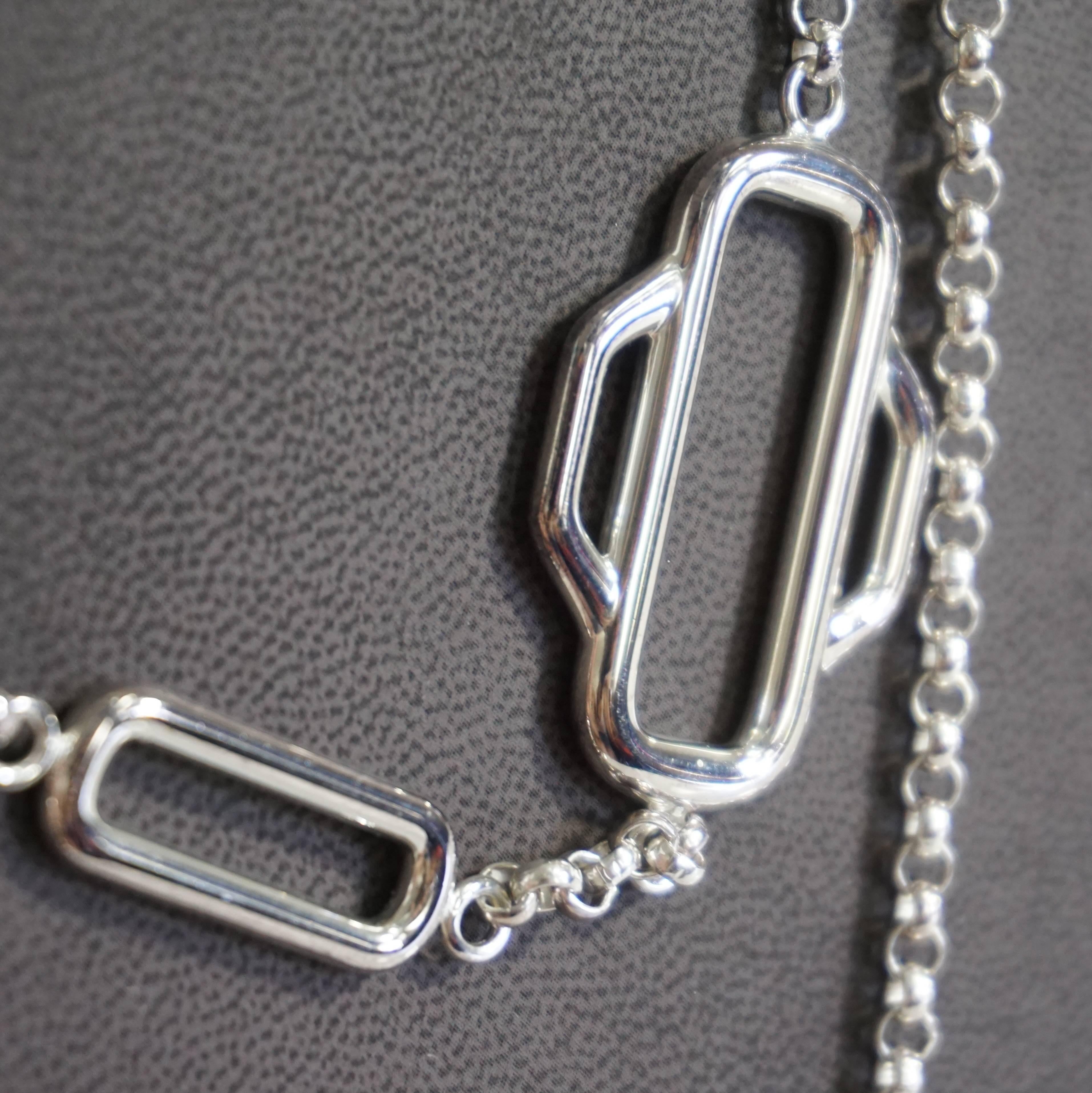 Hermes Sterling Silver Attelage Long Necklace - Circa 2015 5