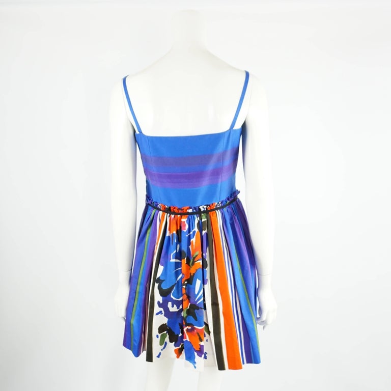 Valentino Blue and Multi Print Dress with Pockets - 42 For Sale at 1stDibs  | valentino blue dress, blue dress with pockets, red valentino blue dress