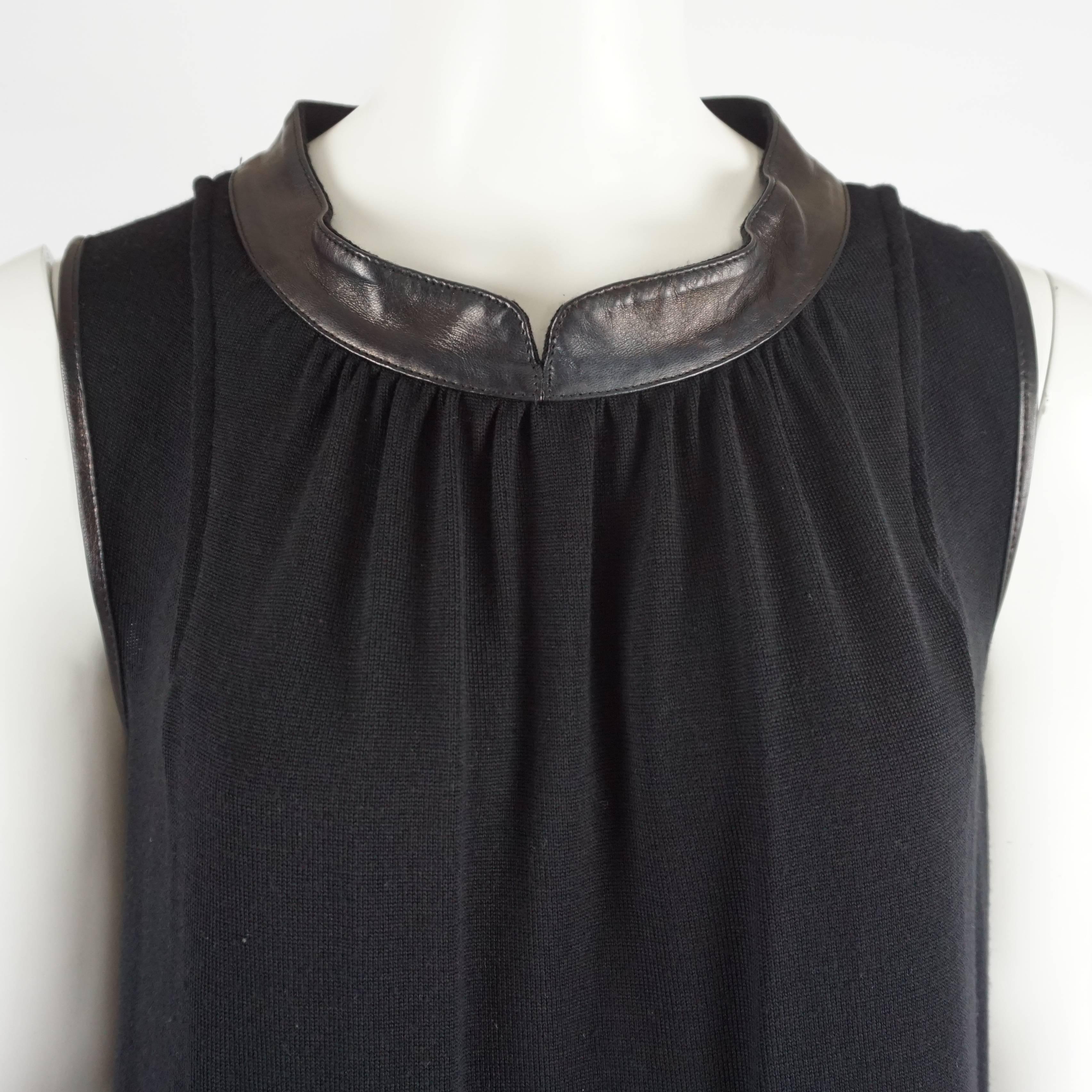 Yves Saint Laurent Black Wool Knit Sleeveless Shift Dress - M In Excellent Condition For Sale In West Palm Beach, FL