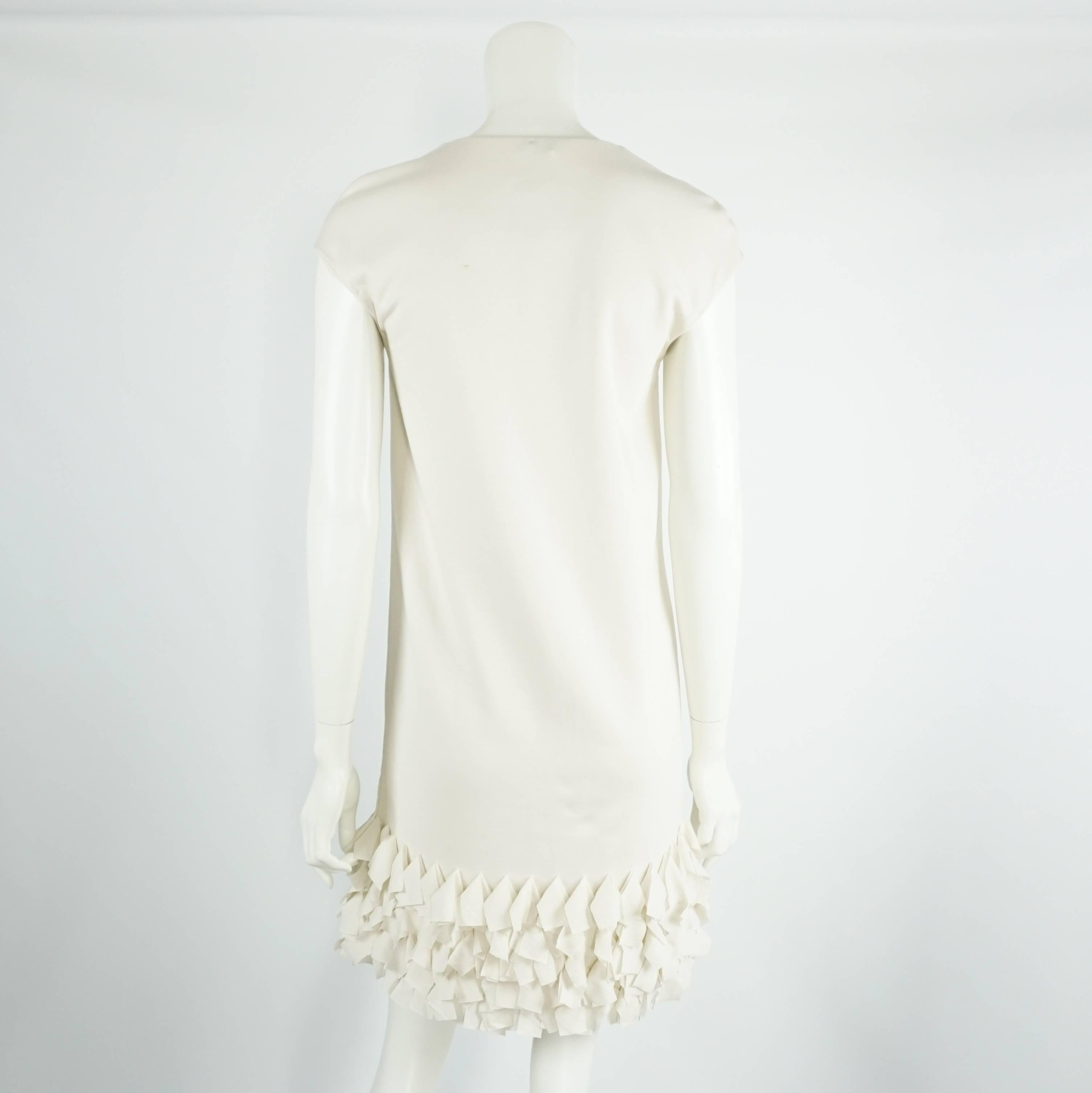 Beige Cucinelli Cream Cotton Dress with Ruffles - S