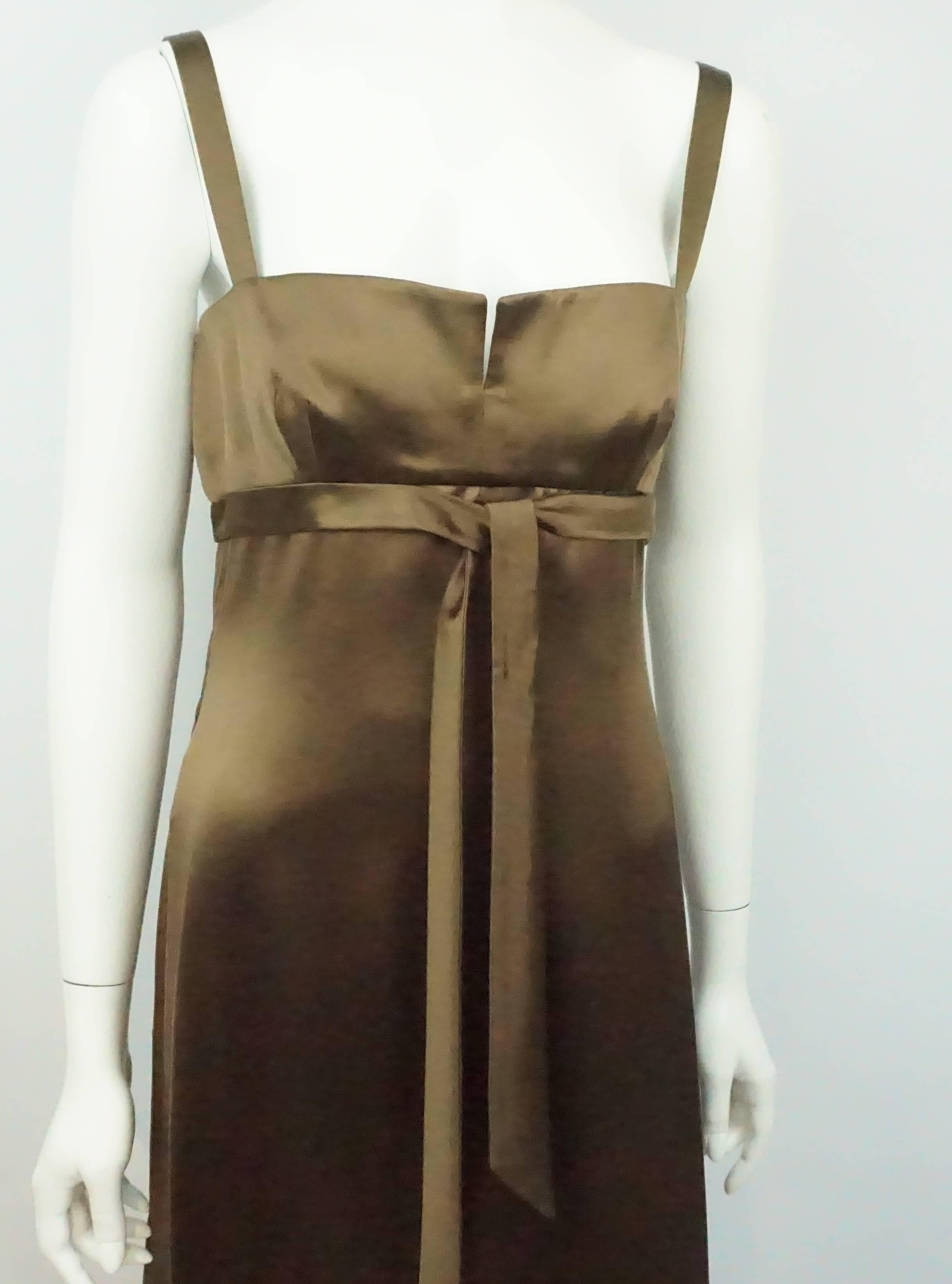 Black Valentino Brown Silk Gown - 10 For Sale