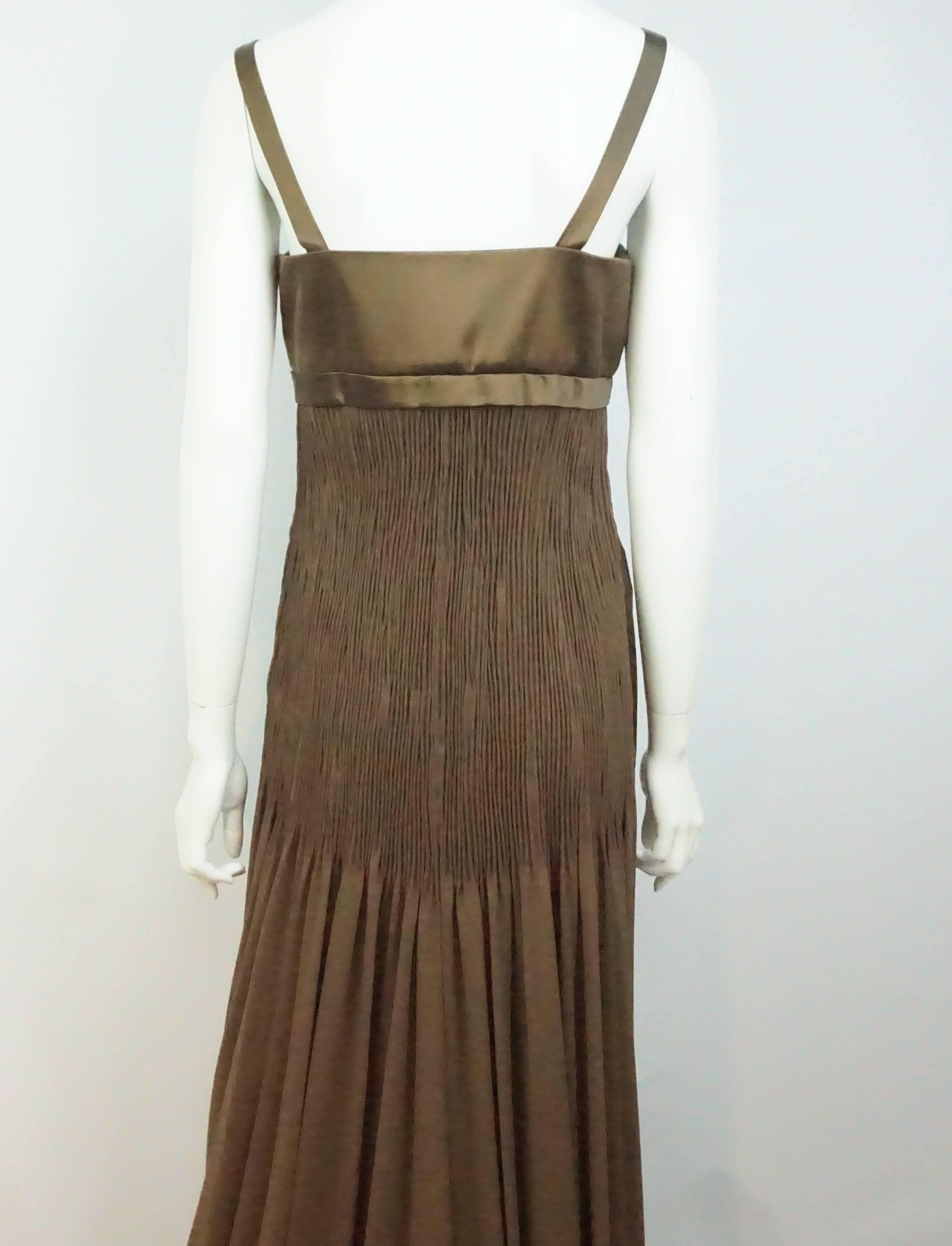 Valentino Brown Silk Gown - 10 In Excellent Condition For Sale In West Palm Beach, FL