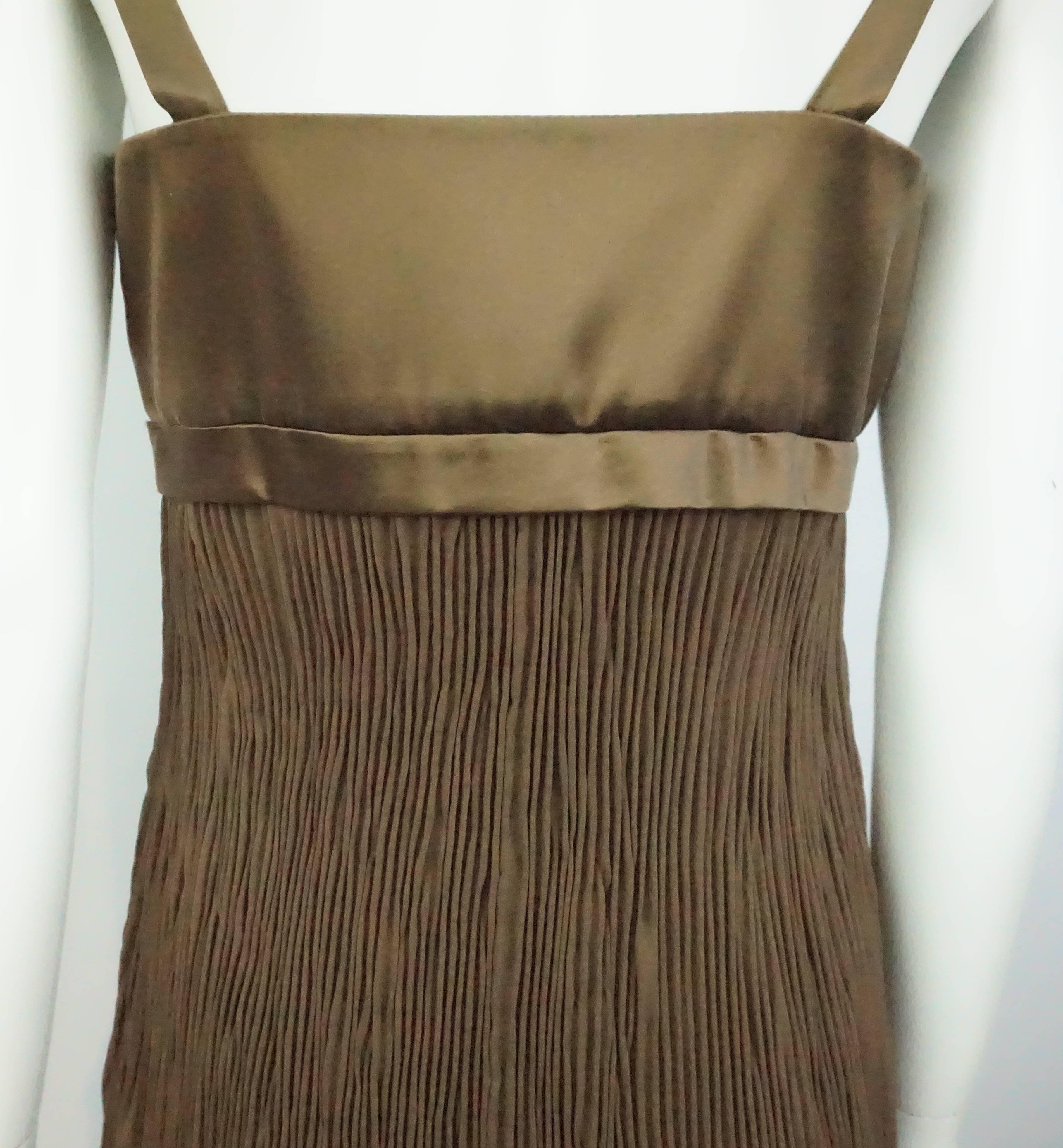 Women's Valentino Brown Silk Gown - 10 For Sale