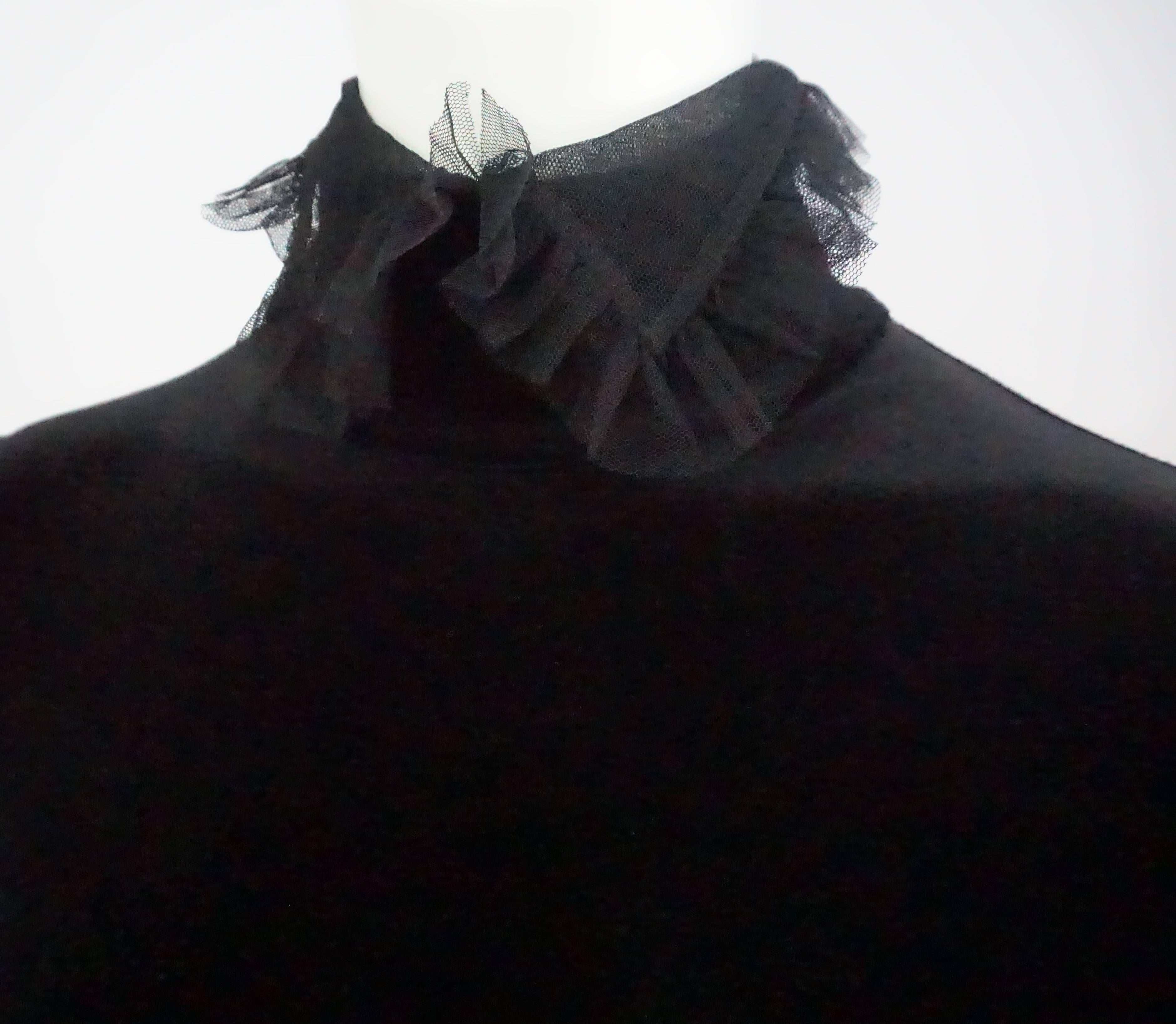 Christian Dior Black Velvet Bodysuit - Size 42 - Circa 1970's For Sale 2