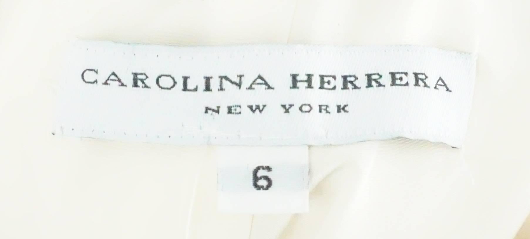 Carolina Herrera Ivory Cotton/Linen and Silk Applique Gown - 6 For Sale ...