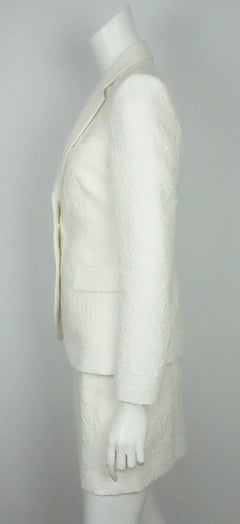 Emilio Pucci Ivory Textured Cotton and Silk Jacket and Skirt