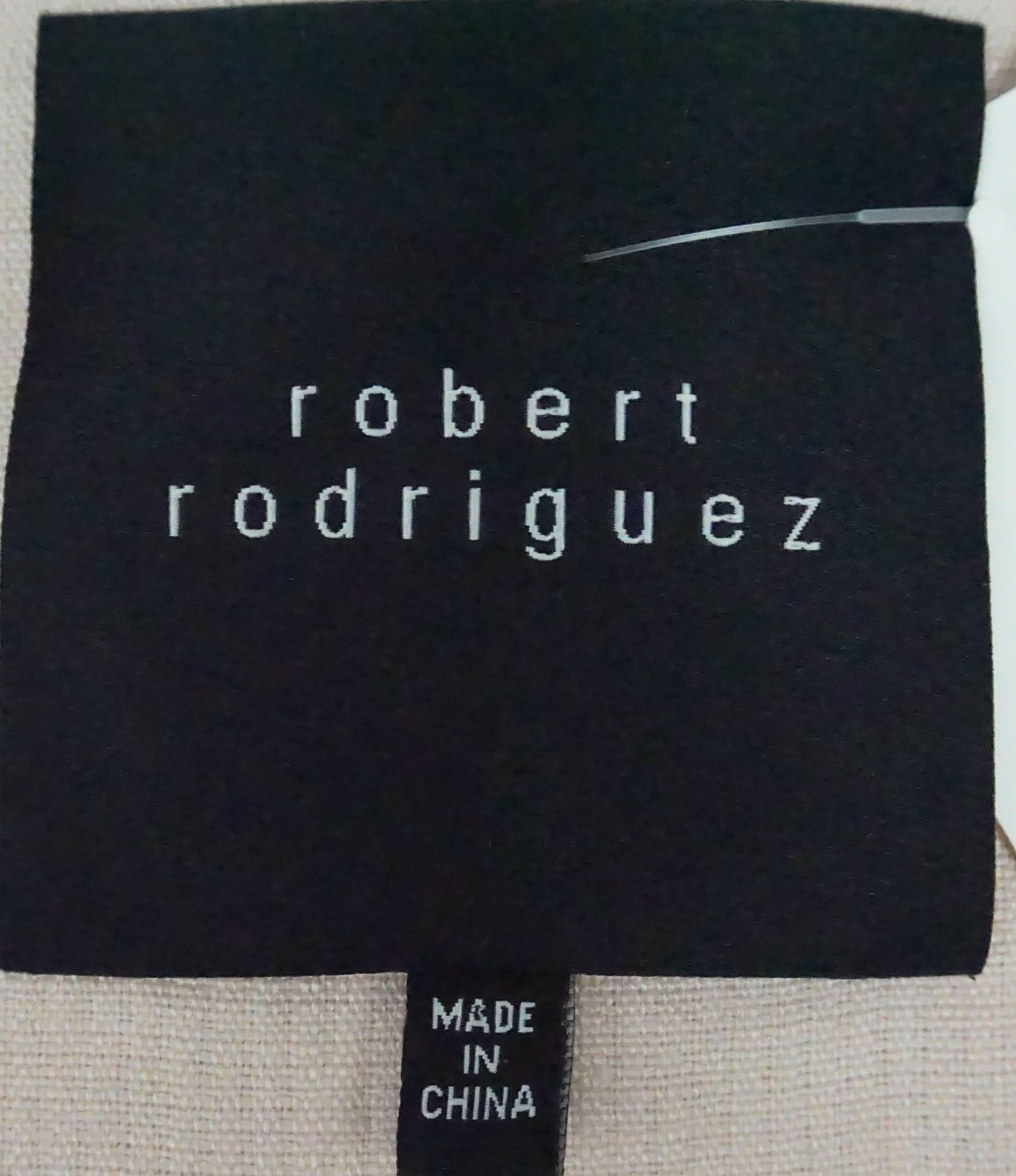 Women's Robert Rodriguez Rose Peach Linen Jacket w/ Stone Embellished Detail - 10