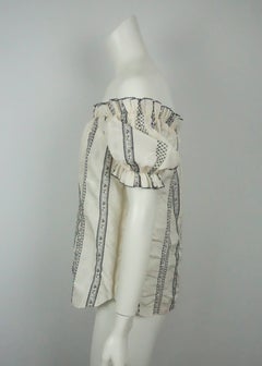 Oscar De La Renta Off The Shoulder Peasant Silk Top