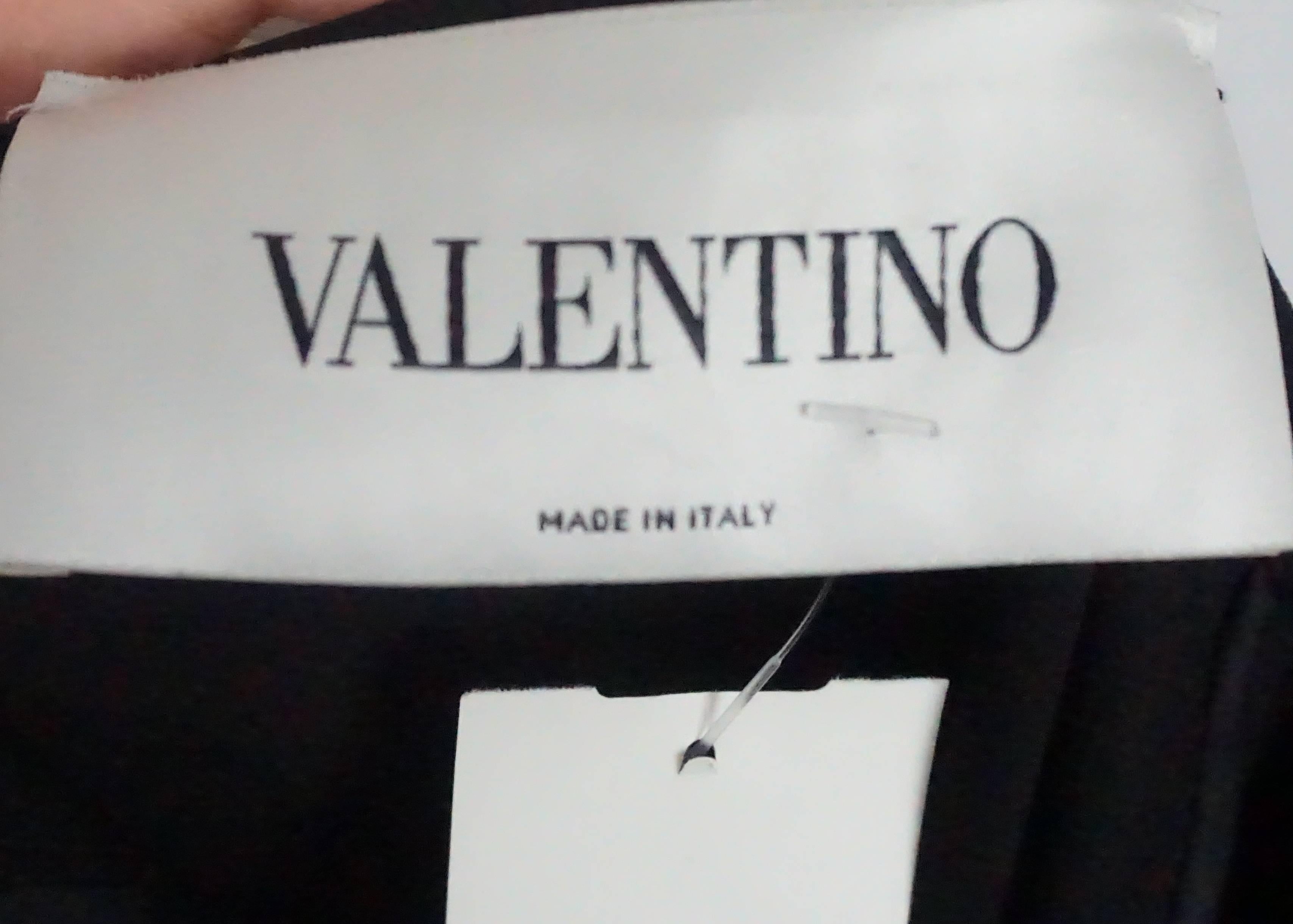Valentino Black Short Sleeve Dress w/ Rose Detail - 8 3