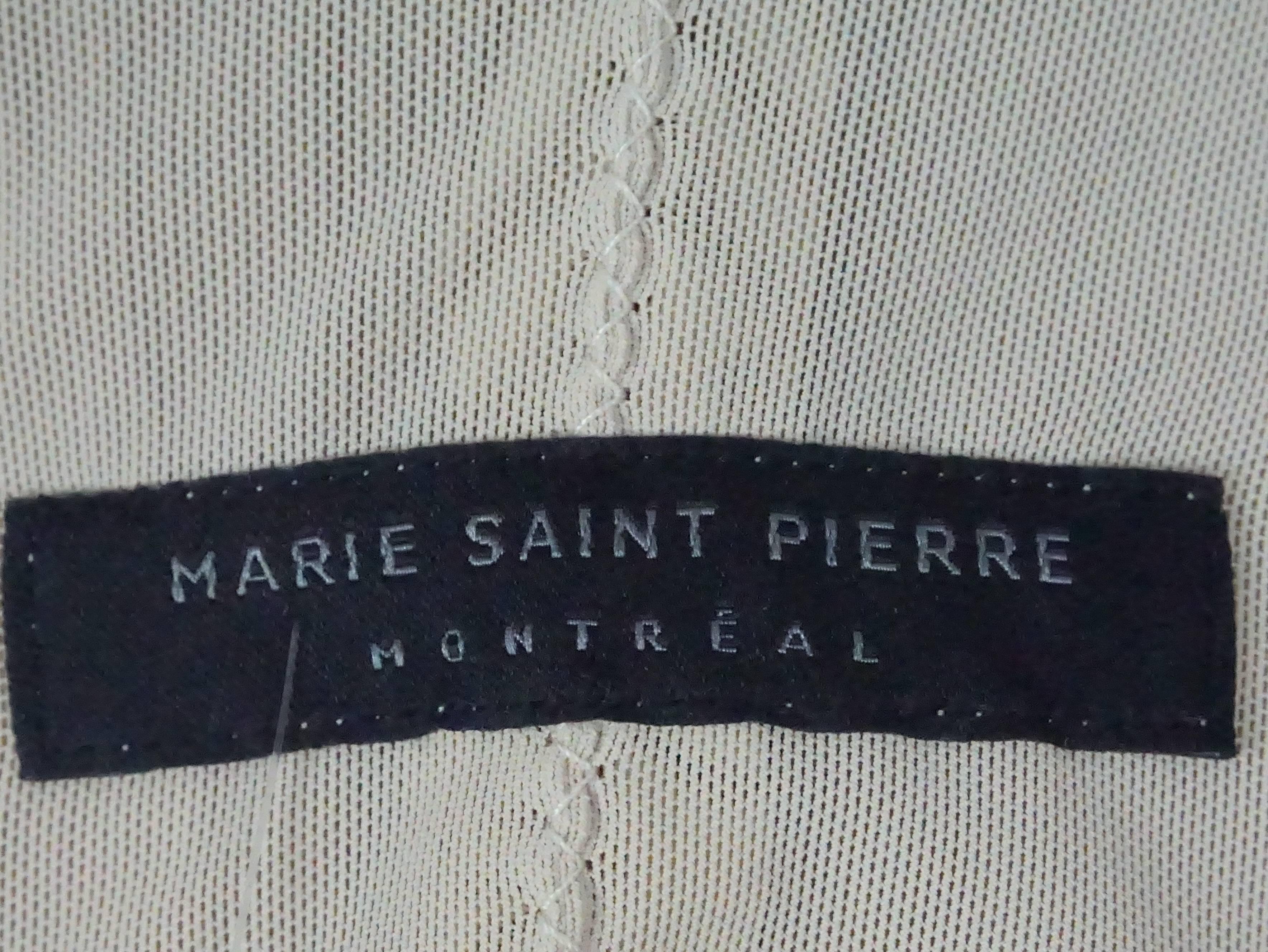 Marie Saint Pierre Champagne Top w/ Zipper & Ruffle Down Front - 1 In Excellent Condition In West Palm Beach, FL