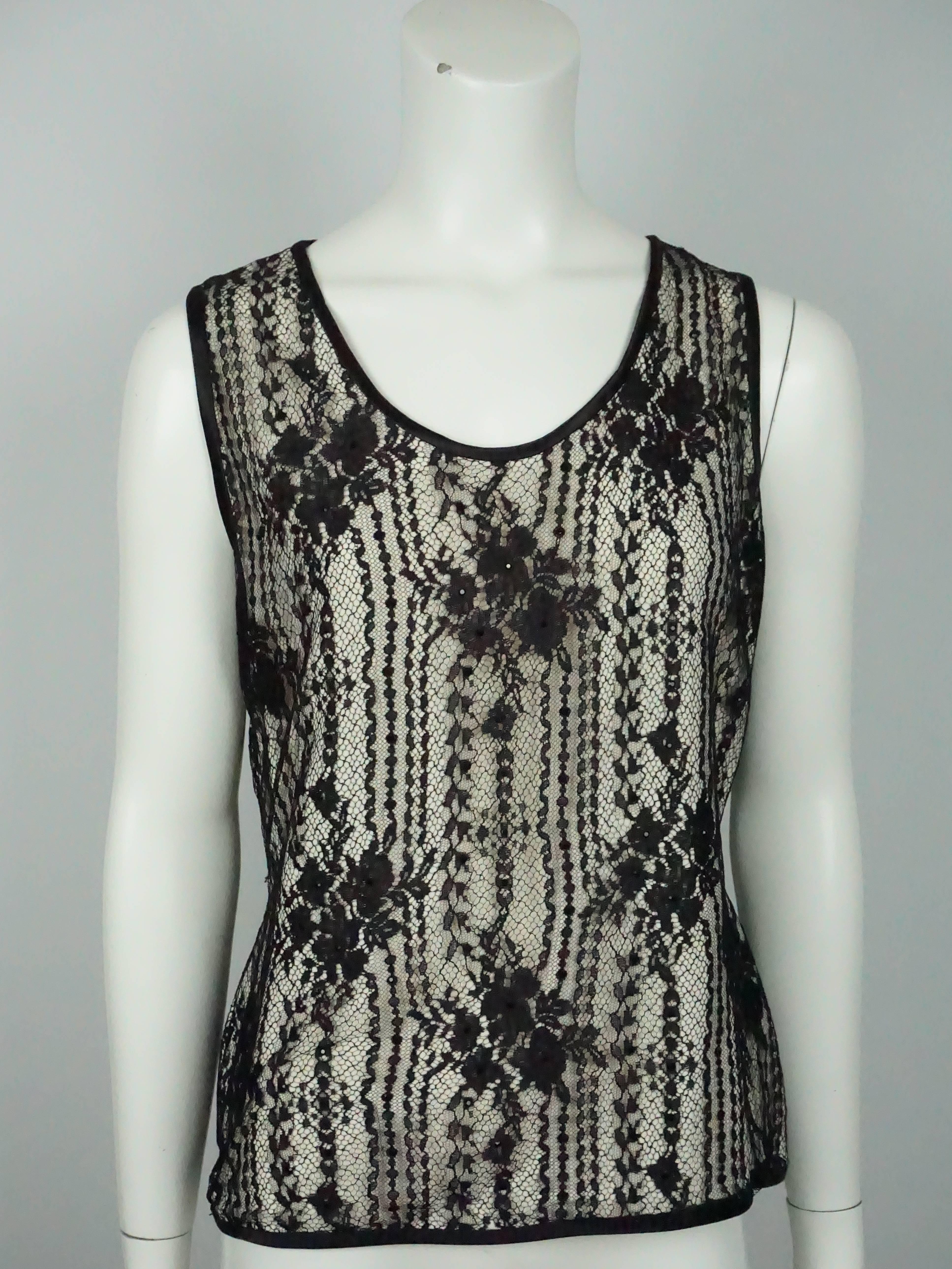 Women's Andre Laug Black / Ivory Silk and Lace Beaded Jacket and Top  For Sale