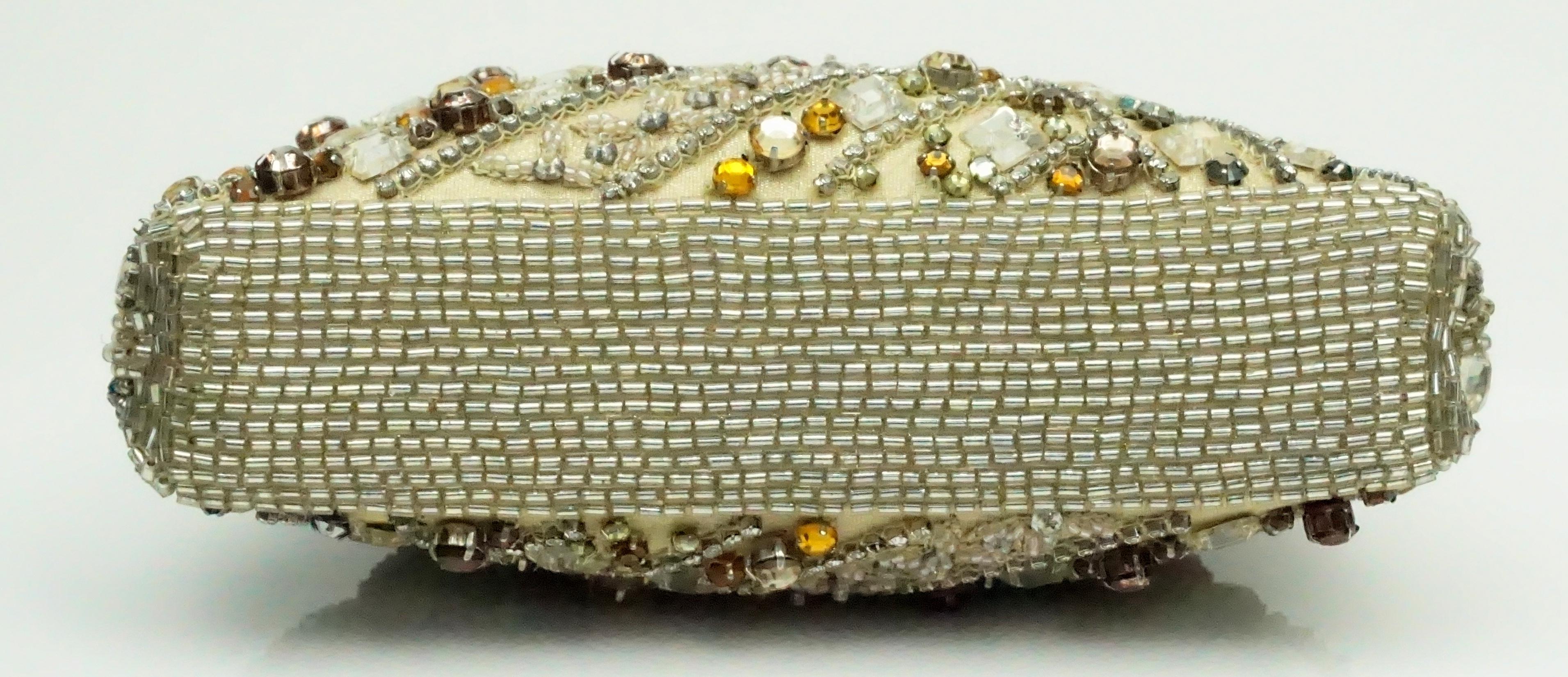 Larisa Barrera Gold and Metallic Jeweled Evening Bag In Excellent Condition In West Palm Beach, FL