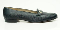 Salvatore Ferragamo Navy Lizard Loafer - 6.5