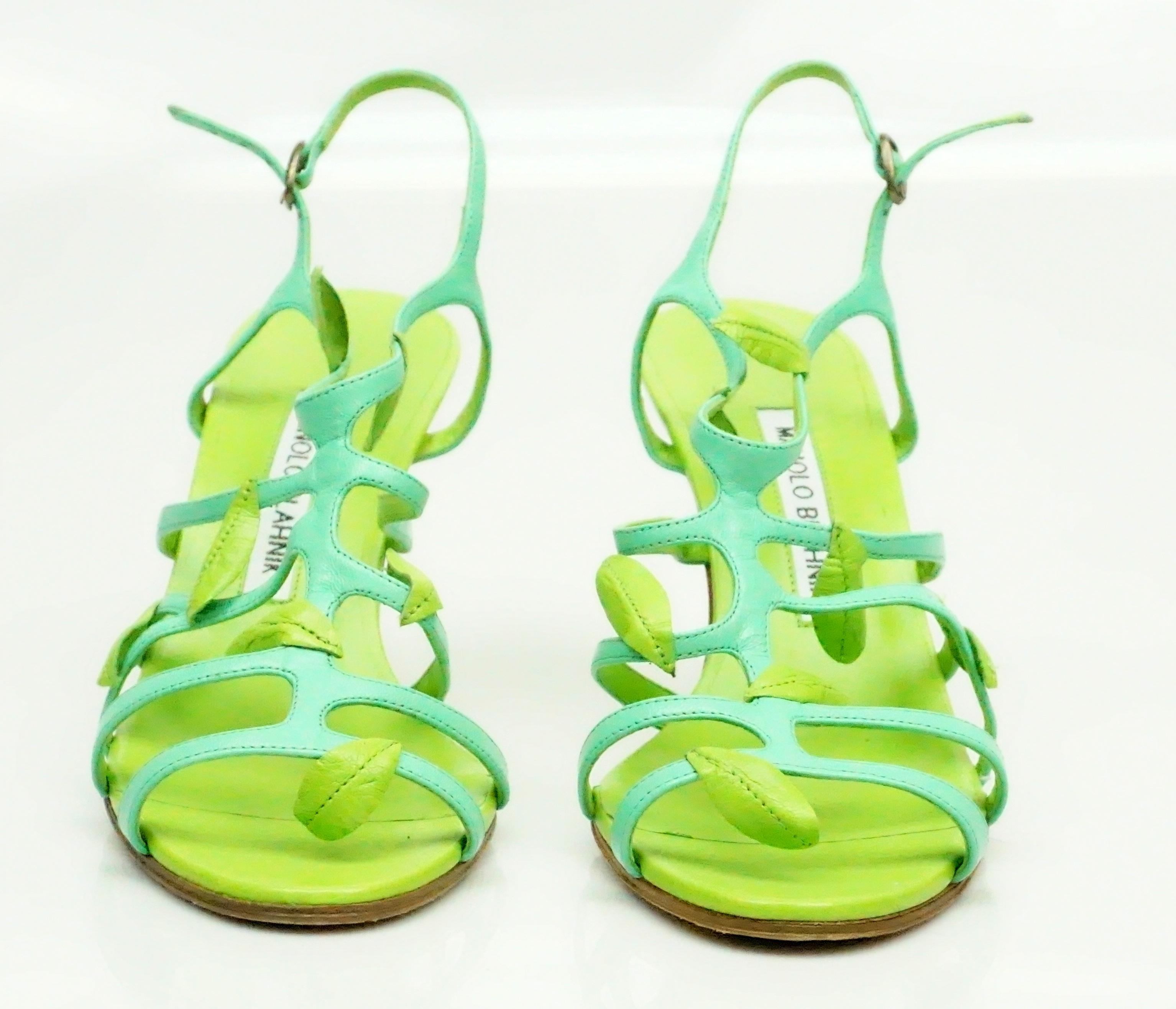 manolo blahnik green heels