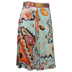 Emilio Pucci Multi Color Silk Chiffon Skirt 