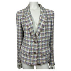 Chanel Frühling 2005 Multi Pastell Tweed einreihige Jacke-Größe 44