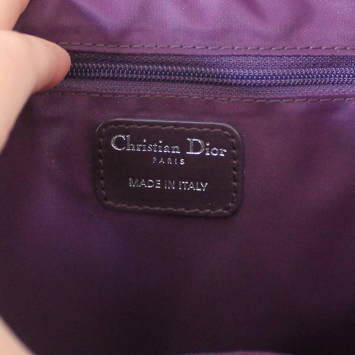 Christian Dior Purple Quilted Fabric Bag with Hanging Charms SHW In Excellent Condition In West Palm Beach, FL
