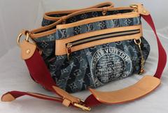Louis Vuitton Striped Blue Denim Adjustable Shoulder Bag - circa 2006