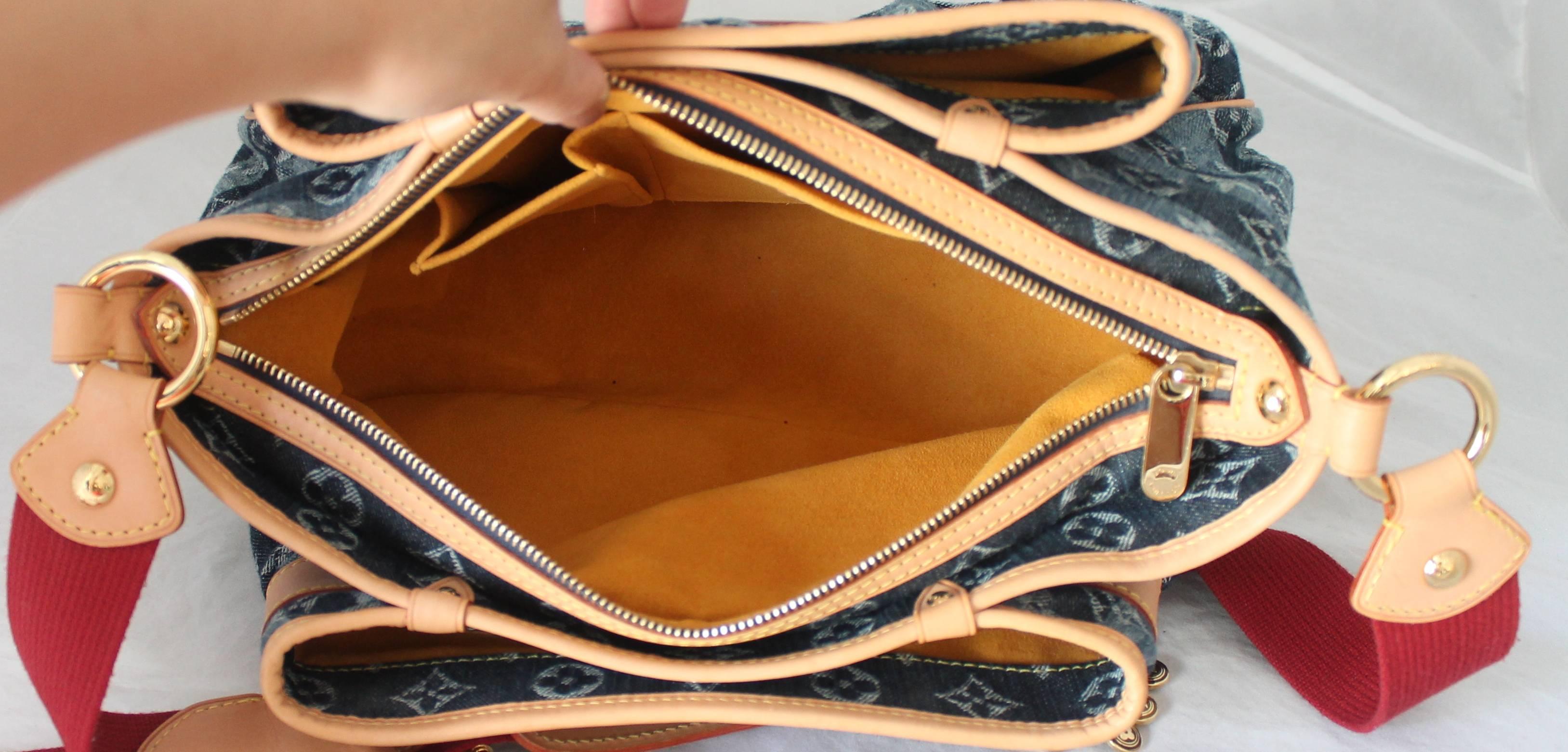 Louis Vuitton Striped Blue Denim Adjustable Shoulder Bag - circa 2006 1