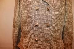 Chanel Metallic Gold Tweed High-Low Jacket w/ Fringe Trim  13C - NWT - 42
