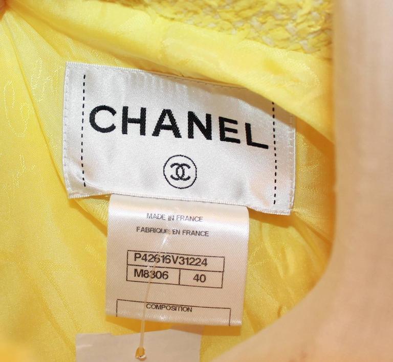 Chanel Yellow and Chartreuse Tweed Jacket with Enamel and Rhinestone  Buttons - 40 at 1stDibs