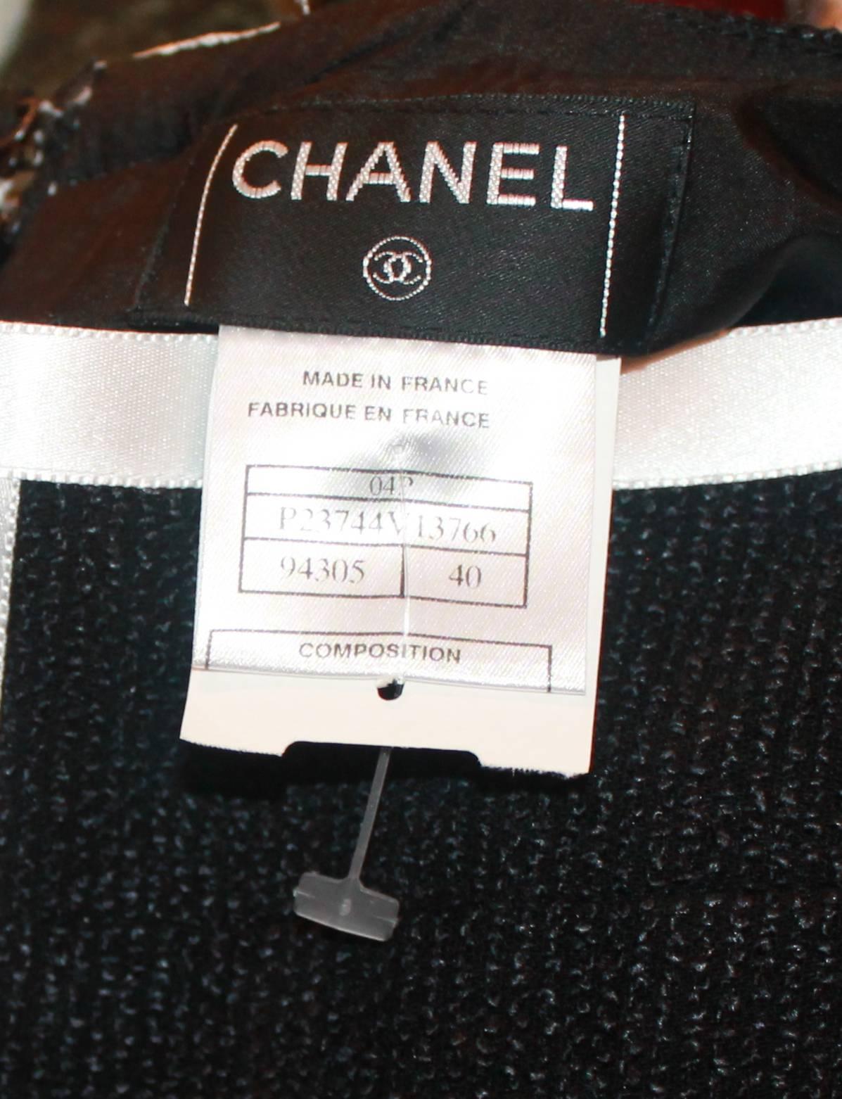 2004 Chanel Black & White Ribbon Trimmed Skirt - 40 1