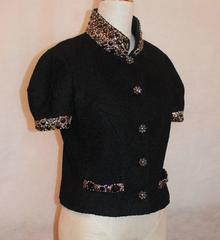 Chanel Short Sleeve Jacket with Heavy Beading on Collar and Sleeves - 40