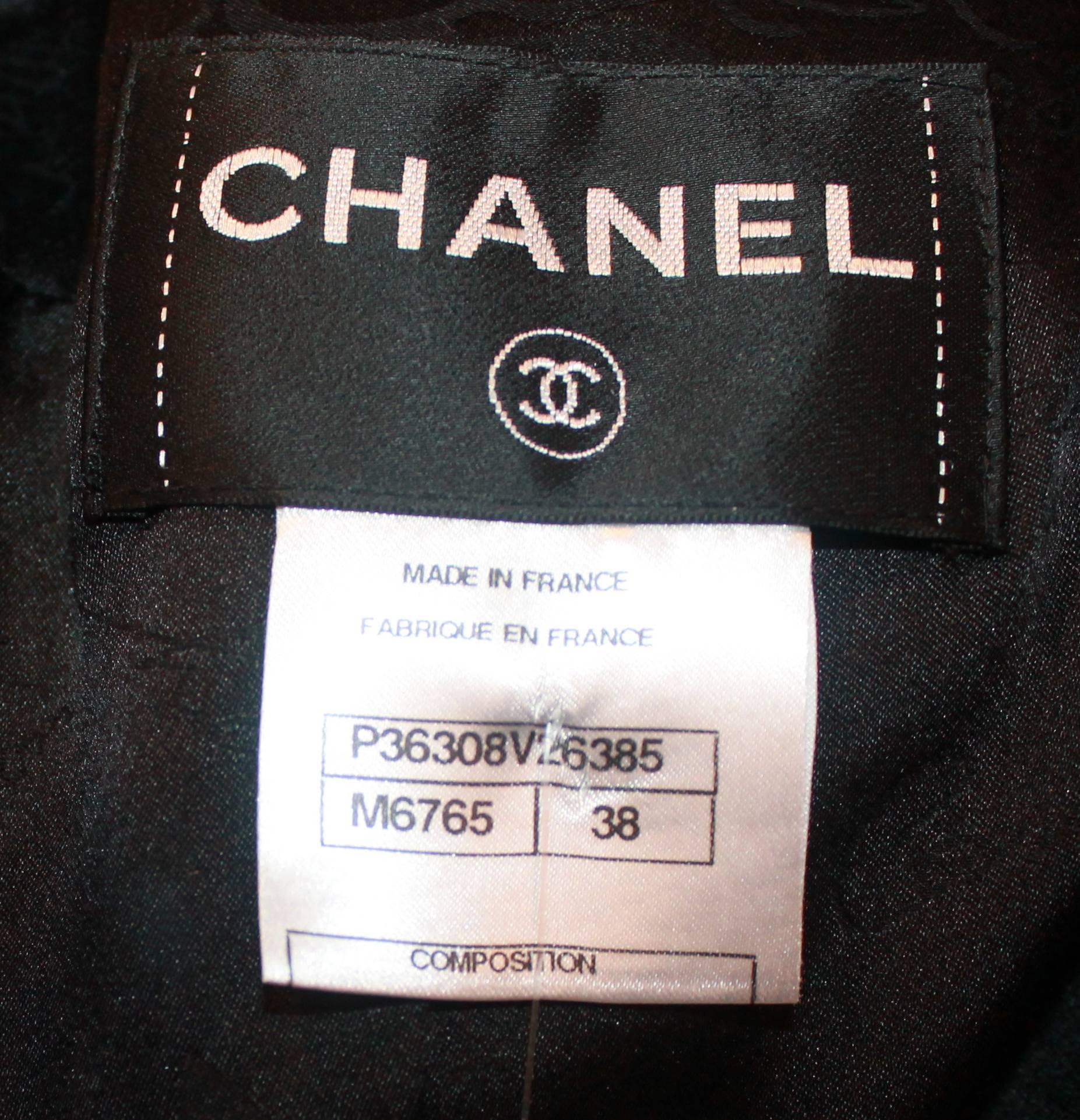 Chanel Tweed Jacket with Two Front Pockets and Belts - 38 2