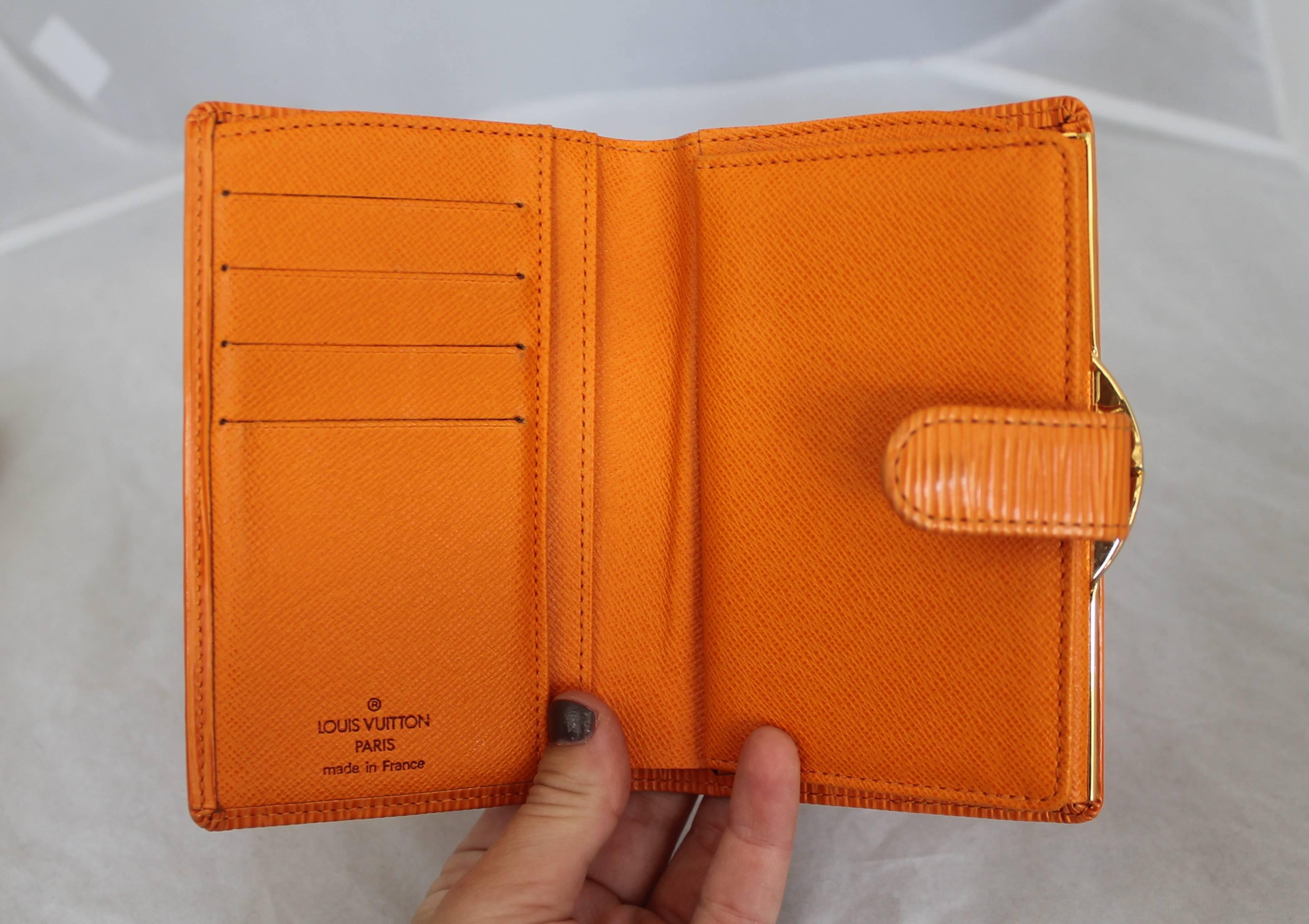 Women's Louis Vuitton Orange Epileather Wallet with Coin Purse Section 