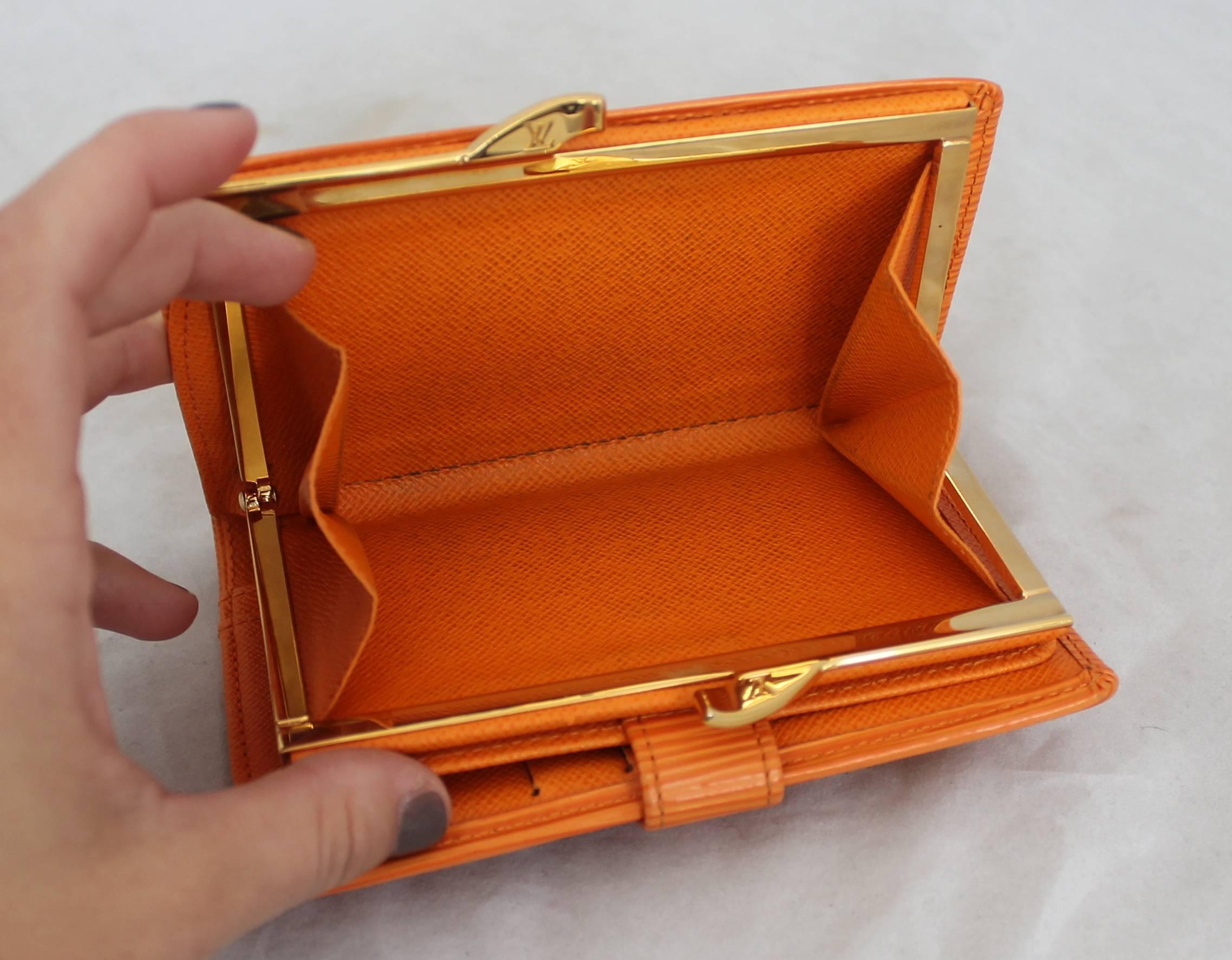 Louis Vuitton Orange Epileather Wallet with Coin Purse Section  2