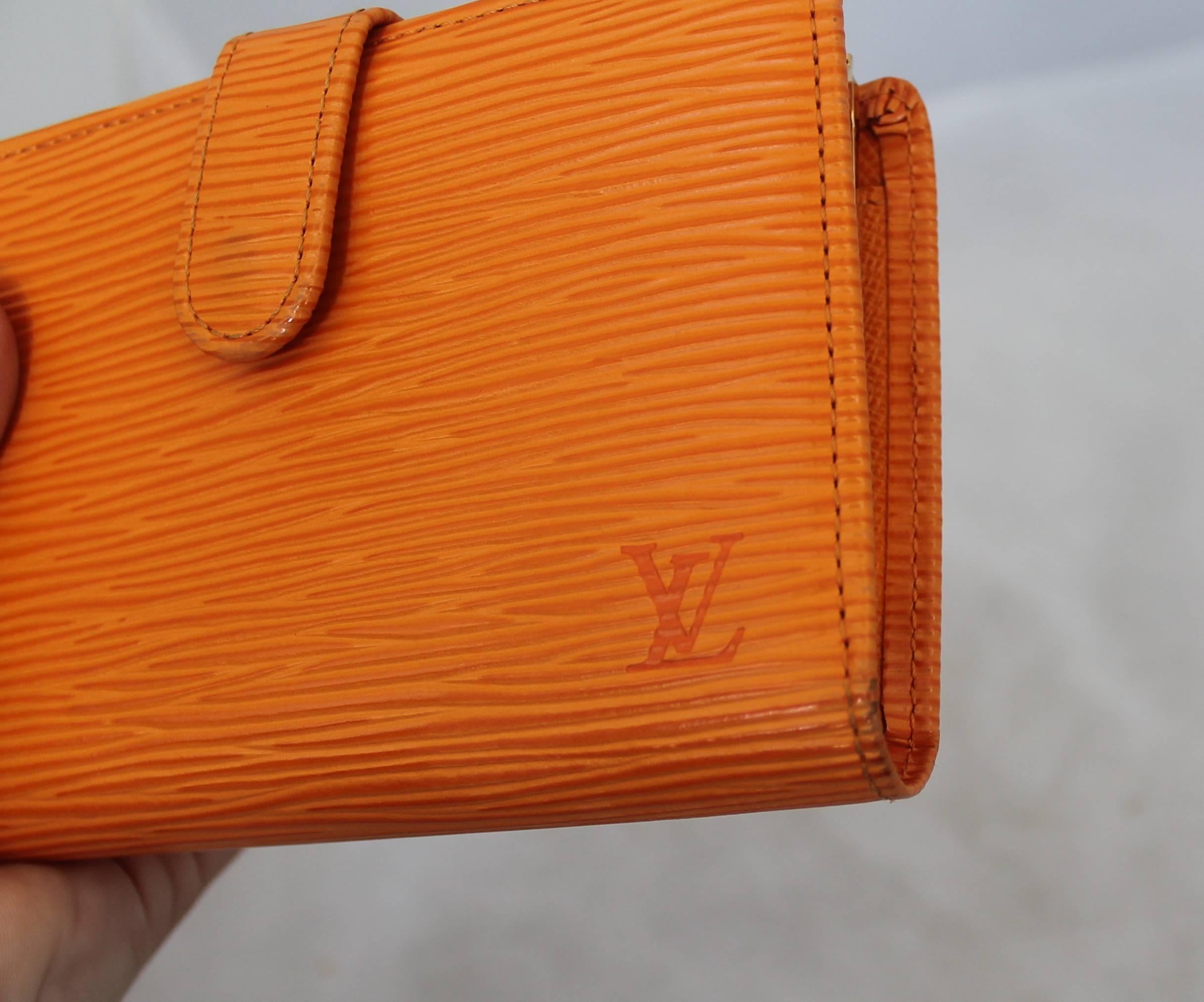 Louis Vuitton Orange Epileather Wallet with Coin Purse Section  4